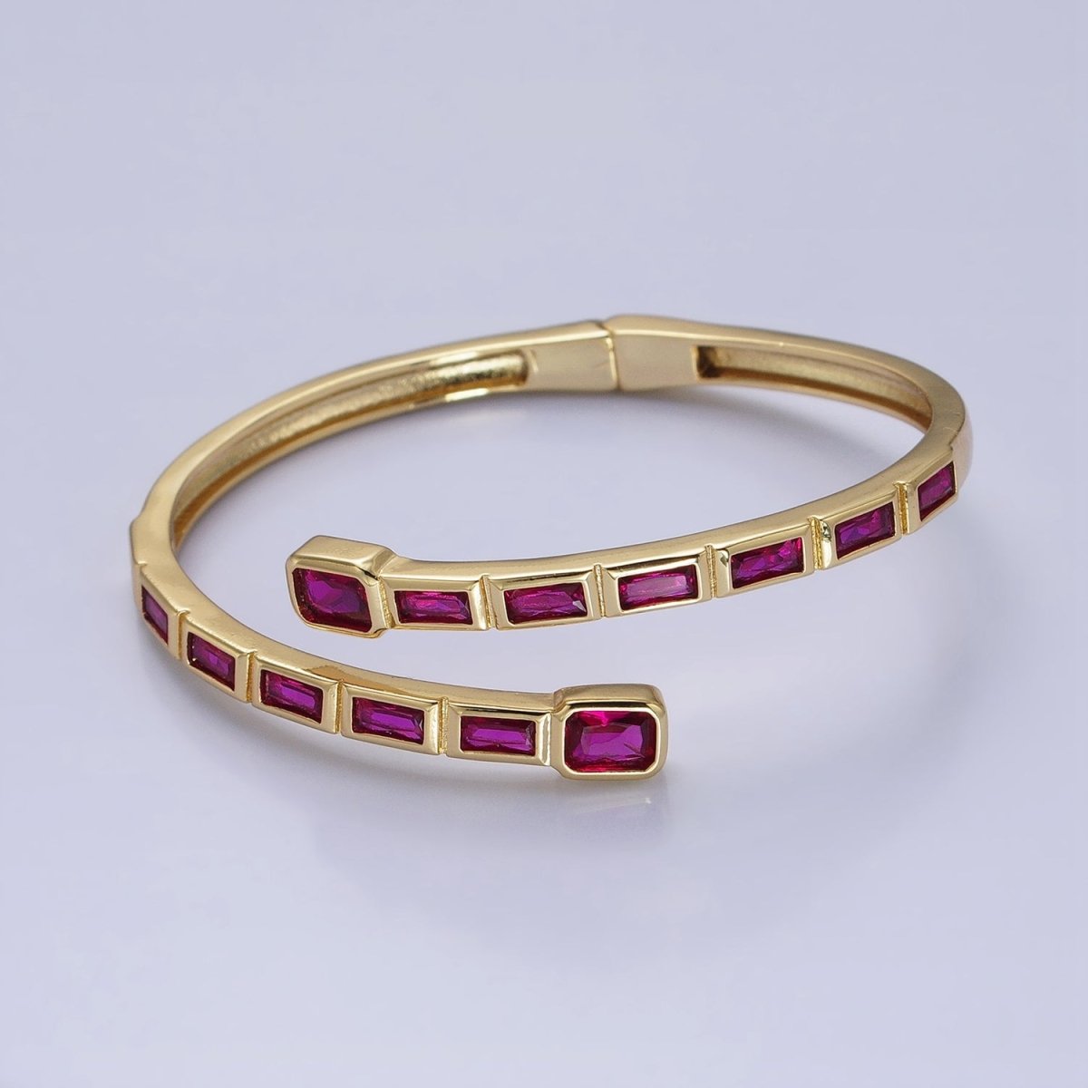Gold Wrist Bangle Emerald Cut Cz Bangle Bracelet Silver Bracelet Blue Sapphire, Emerald Green, Clear CZ | WA-1687 to WA-1691 Clearance Pricing
