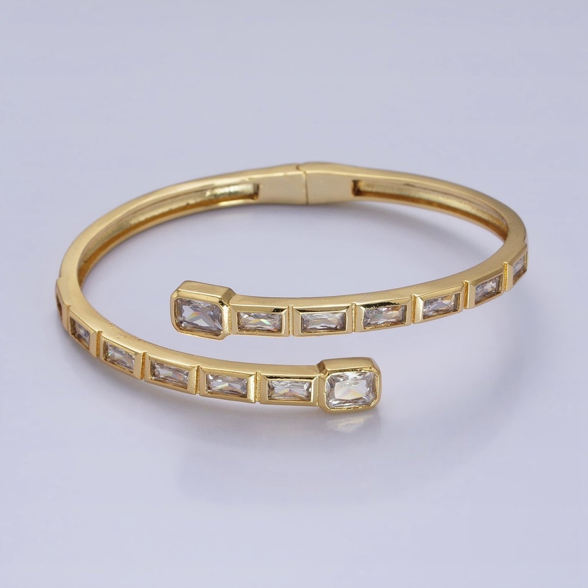 Gold Wrist Bangle Emerald Cut Cz Bangle Bracelet Silver Bracelet Blue Sapphire, Emerald Green, Clear CZ | WA-1687 to WA-1691 Clearance Pricing