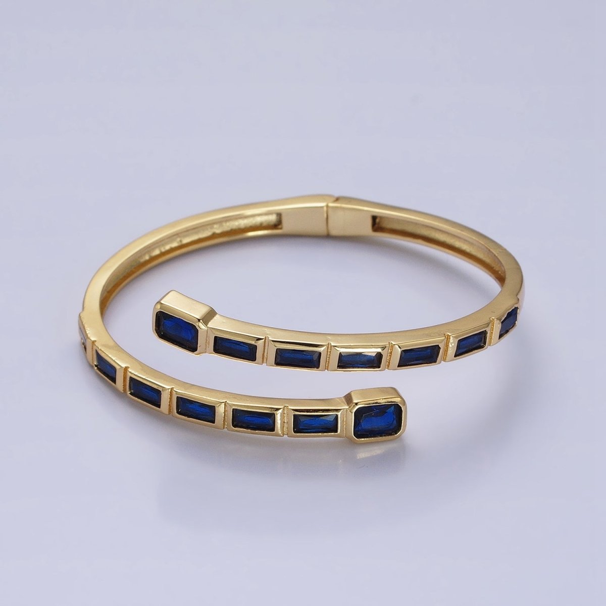 Gold Wrist Bangle Emerald Cut Cz Bangle Bracelet Silver Bracelet Blue Sapphire, Emerald Green, Clear CZ | WA-1687 to WA-1691 Clearance Pricing