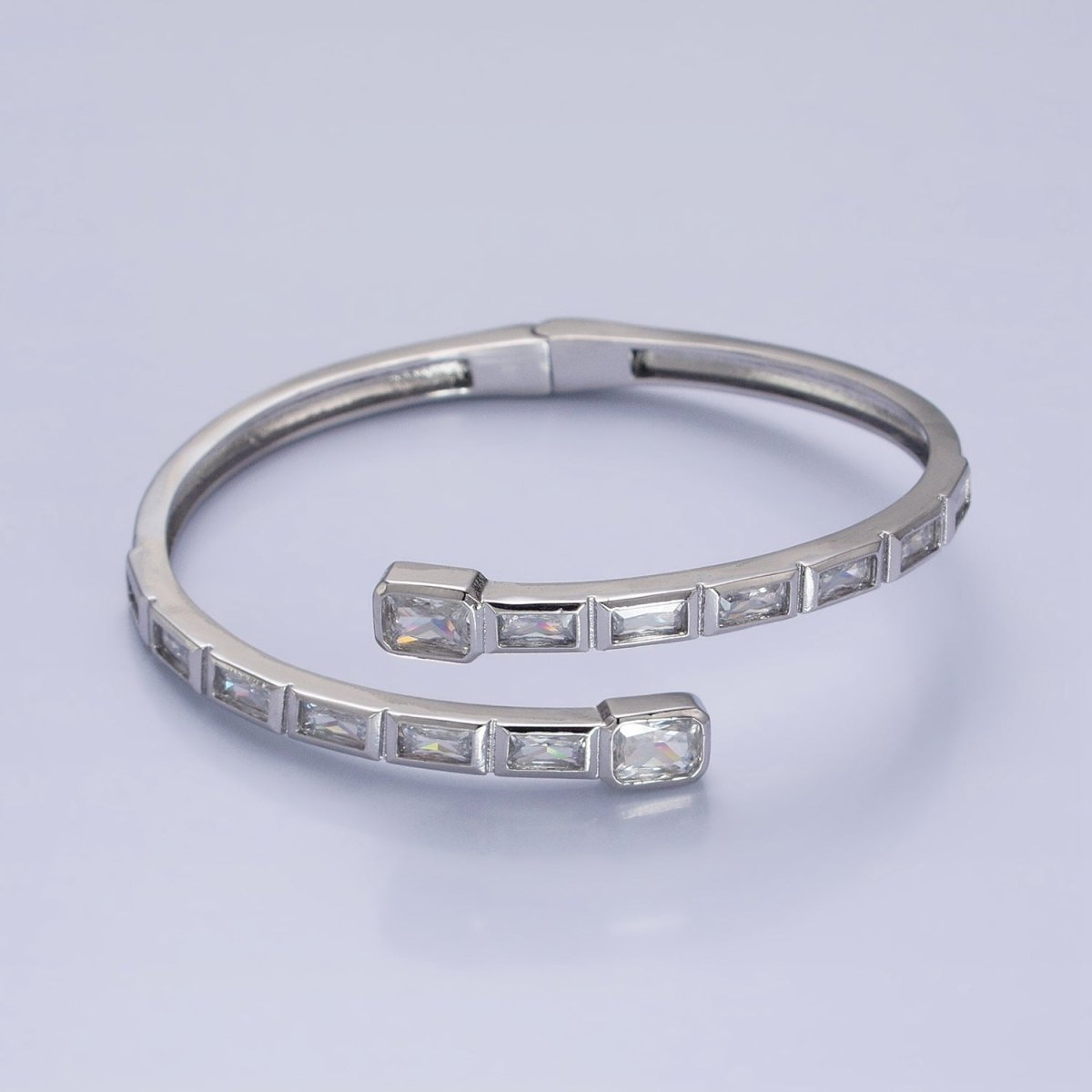 Gold Wrist Bangle Emerald Cut Cz Bangle Bracelet Silver Bracelet Blue Sapphire, Emerald Green, Clear CZ | WA-1687 to WA-1691 Clearance Pricing
