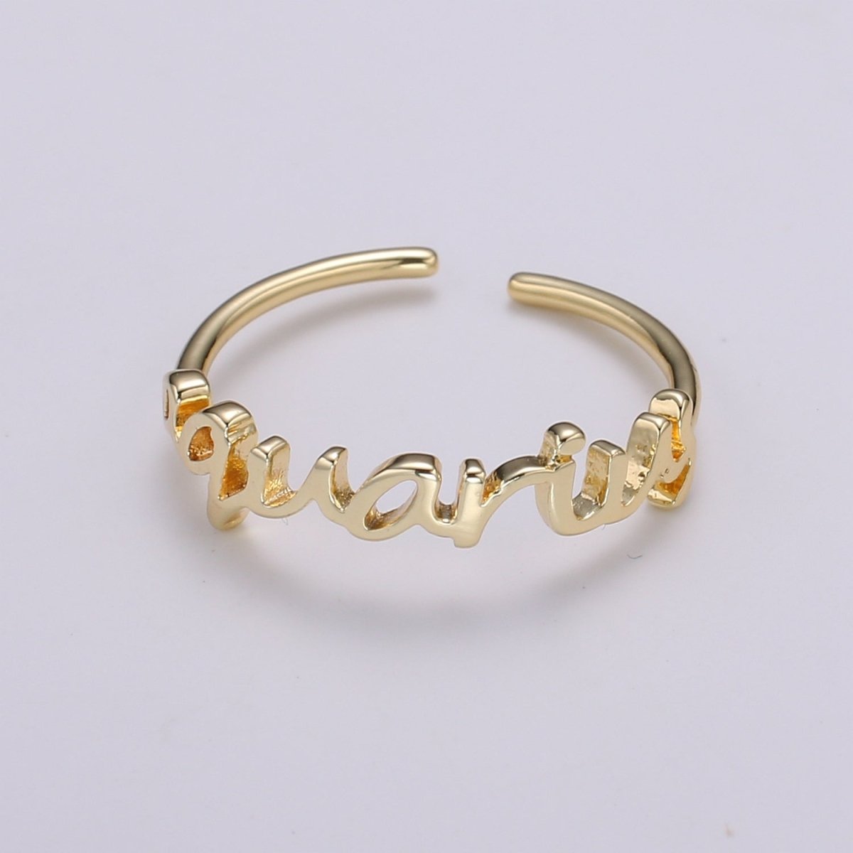 Gold Zodiac Ring Words Gold Ring, Astrology Horoscope Ring Birthday Personalized Gift Open Adjustable Ring for Stacking Ring Midi Ring R-422-R-433