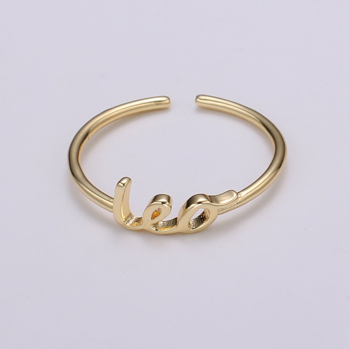 Gold Zodiac Ring Words Gold Ring, Astrology Horoscope Ring Birthday Personalized Gift Open Adjustable Ring for Stacking Ring Midi Ring R-422-R-433