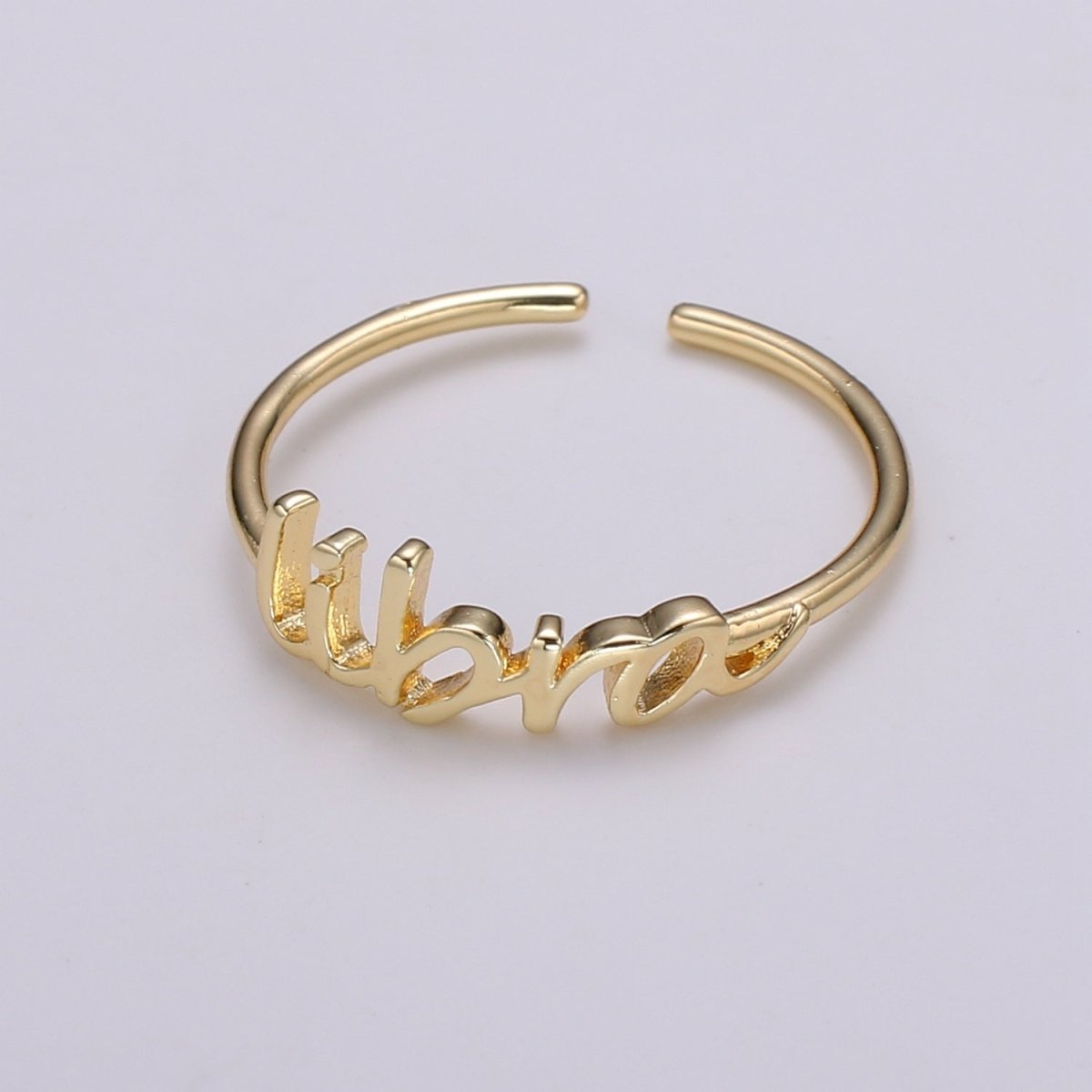 Gold Zodiac Ring Words Gold Ring, Astrology Horoscope Ring Birthday Personalized Gift Open Adjustable Ring for Stacking Ring Midi Ring R-422-R-433