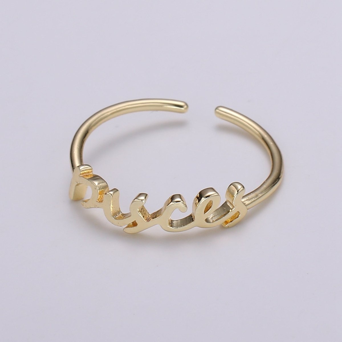 Gold Zodiac Ring Words Gold Ring, Astrology Horoscope Ring Birthday Personalized Gift Open Adjustable Ring for Stacking Ring Midi Ring R-422-R-433