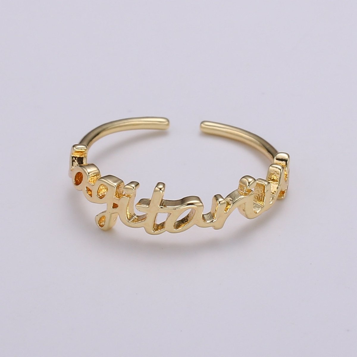 Gold Zodiac Ring Words Gold Ring, Astrology Horoscope Ring Birthday Personalized Gift Open Adjustable Ring for Stacking Ring Midi Ring R-422-R-433