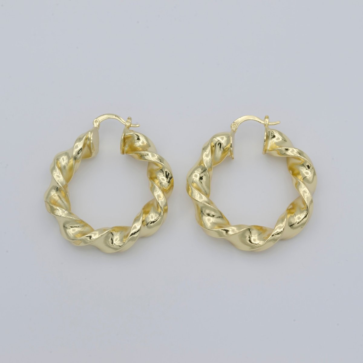 Golden Braid Circle Round Huggies Earrings, Plain Gold Filled Geometric Braid Shape Casual/Formal Daily Earring Jewelry P-108 - DLUXCA