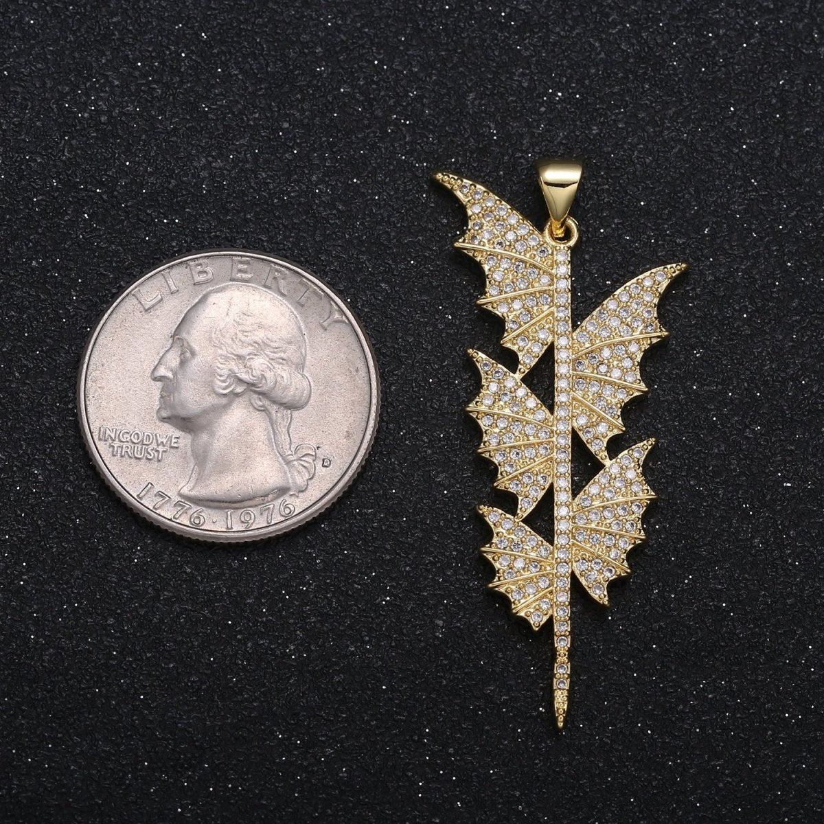 Golden Branch Leaf Multiple Butterfly Bat Wing Charm CZ Nature Animal Mariposa Tree Leaf Micro Pave Charm Pendant GP-007
