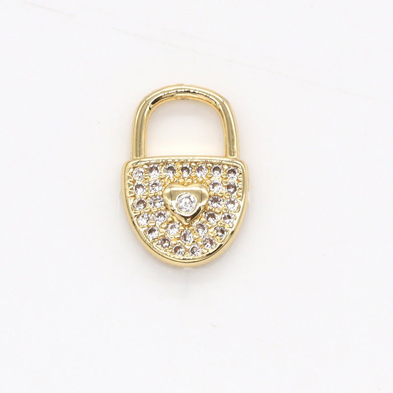 Golden Clear Crystal Tiny Heart Charm CZ Mini Love Heart Toolkit Micro Pave Charm Pendant GP-789