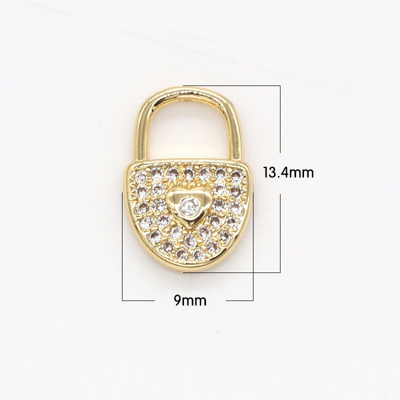 Golden Clear Crystal Tiny Heart Charm CZ Mini Love Heart Toolkit Micro Pave Charm Pendant GP-789