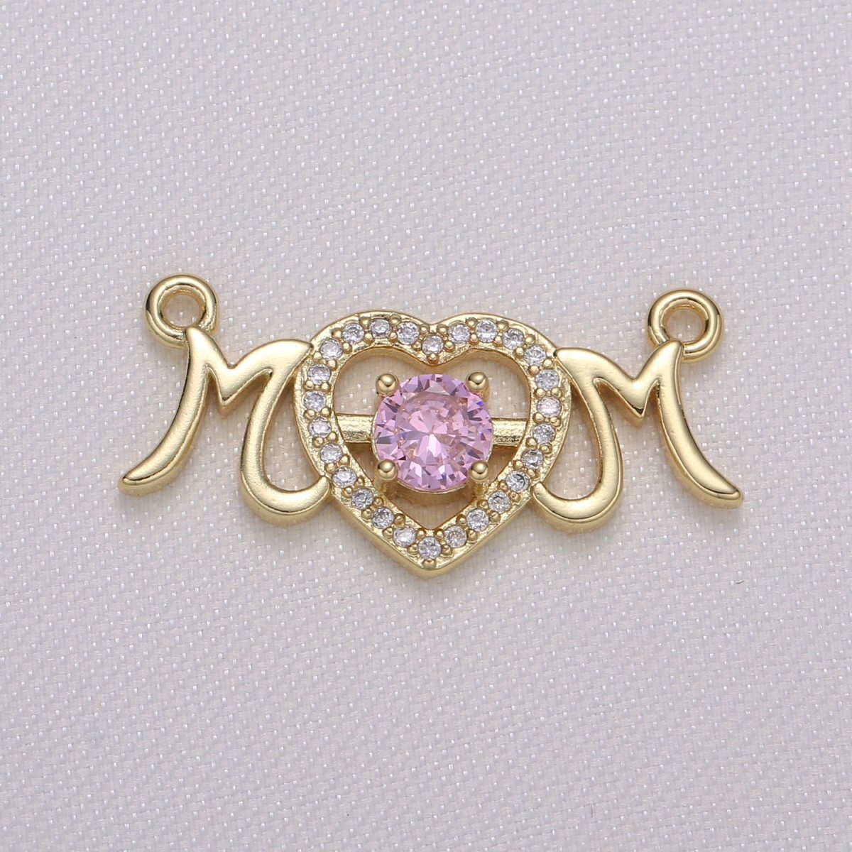 Golden Frame Love Mom Writing Connector CZ Mothers Day Gift Present Jewelry Supply Component GP-595 - DLUXCA
