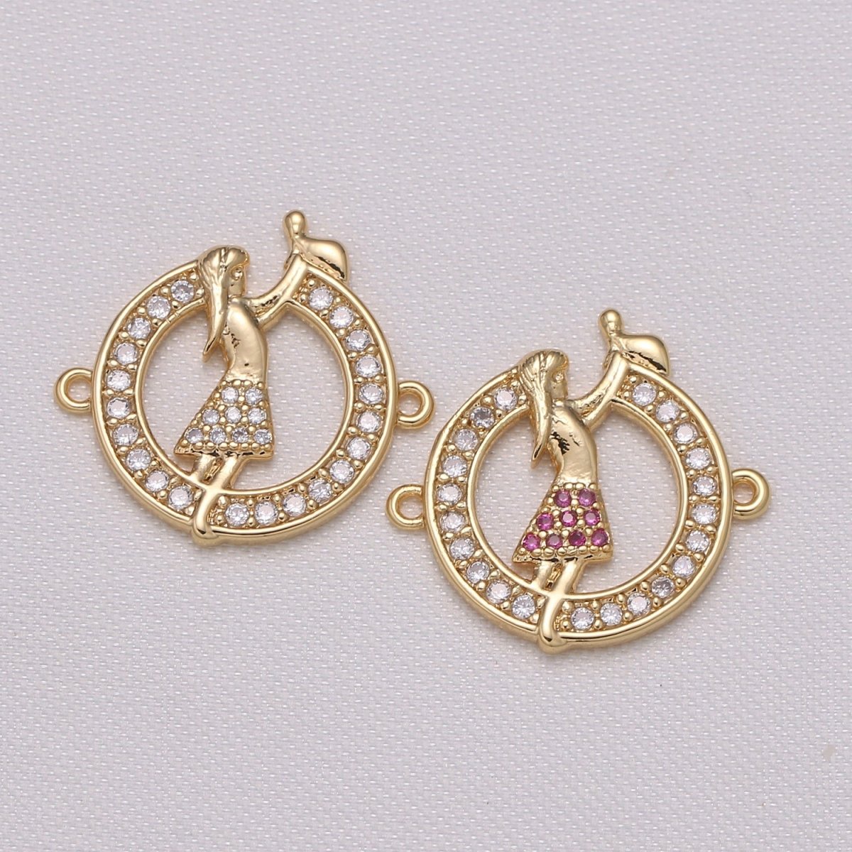 Golden Happy Girl Coin Connector CZ Human Girlfriend Happy Joyful Micro Pave Jewelry Supply Component GP-568 GP-574