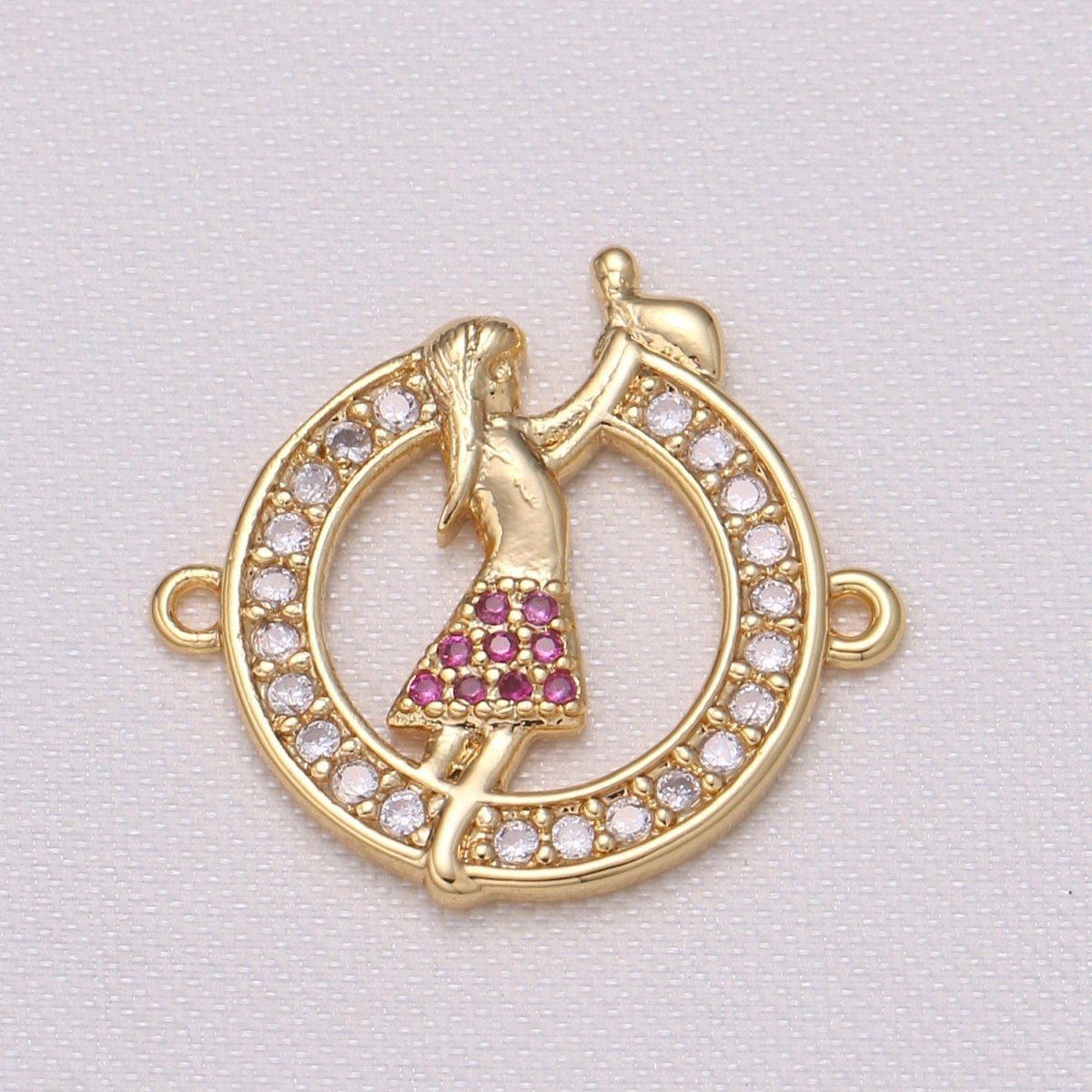 Golden Happy Girl Coin Connector CZ Human Girlfriend Happy Joyful Micro Pave Jewelry Supply Component GP-568 GP-574