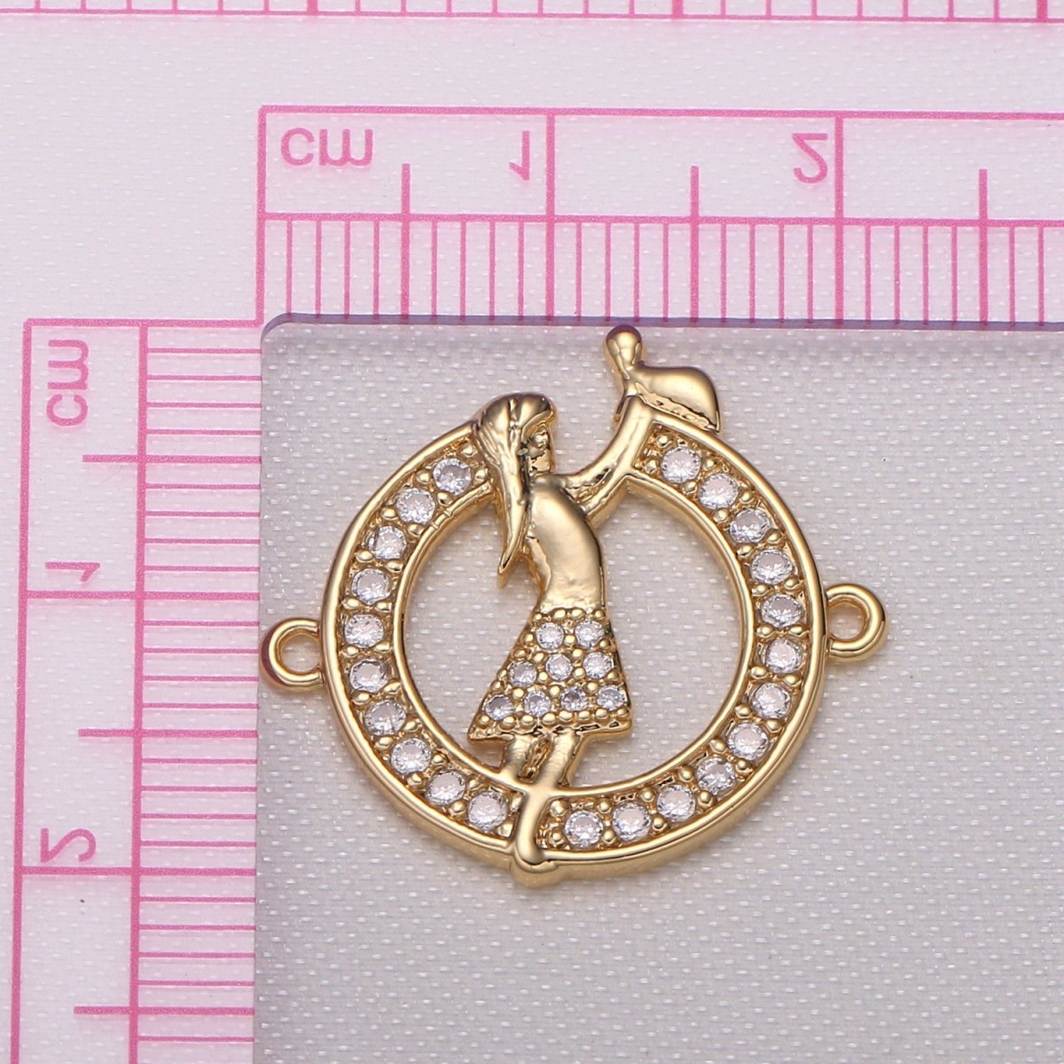 Golden Happy Girl Coin Connector CZ Human Girlfriend Happy Joyful Micro Pave Jewelry Supply Component GP-568 GP-574