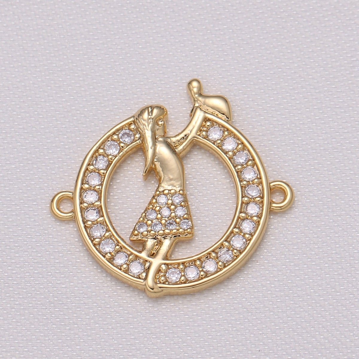 Golden Happy Girl Coin Connector CZ Human Girlfriend Happy Joyful Micro Pave Jewelry Supply Component GP-568 GP-574