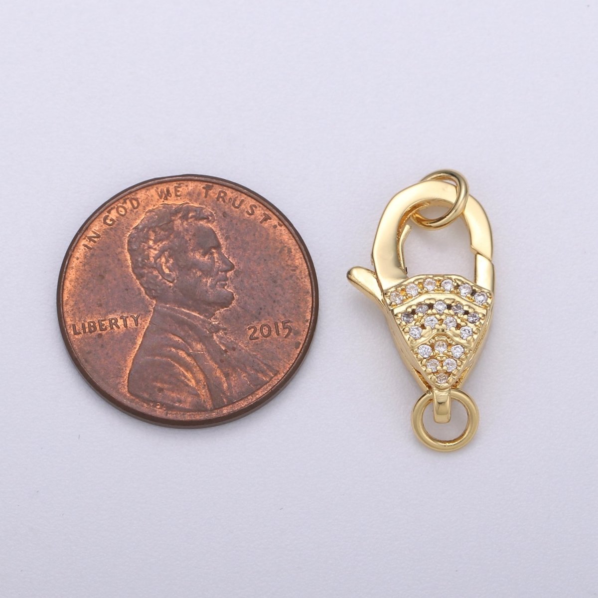 Golden Lobster Clasp Gold Filled with CZ Crystal For DIY Necklace Bracelet Jewelry Making K-603 - DLUXCA