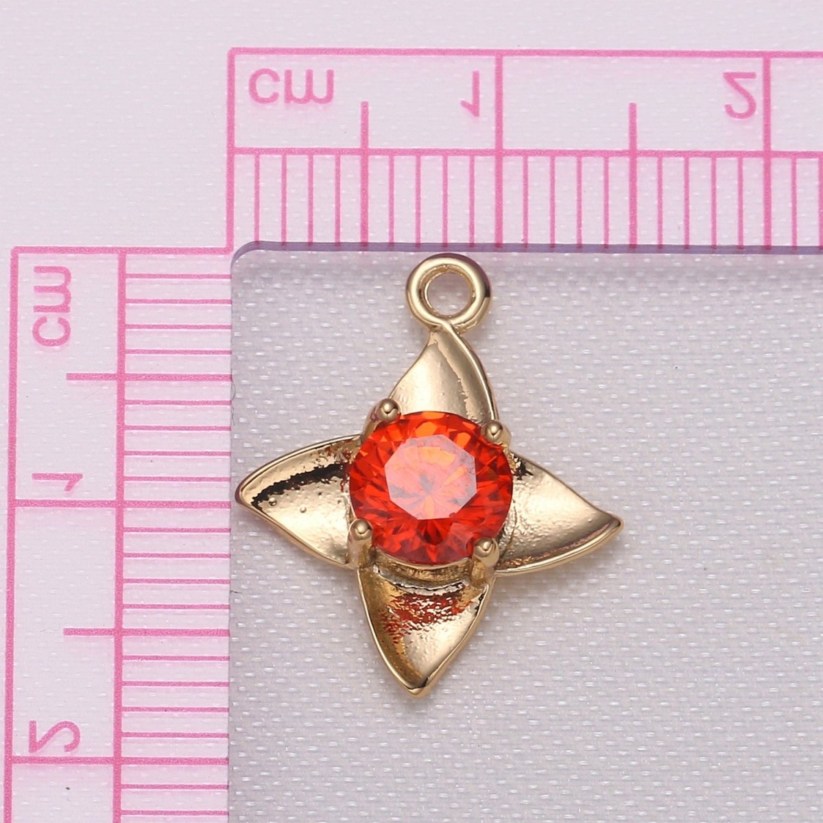 Golden Petal Crystal Bloom Flower Charms Single CZ Stone on Plain Gold Floral Nature Petal Charm Pendant GP-684 GP-704 GP-705 GP-706 GP-707 GP-708