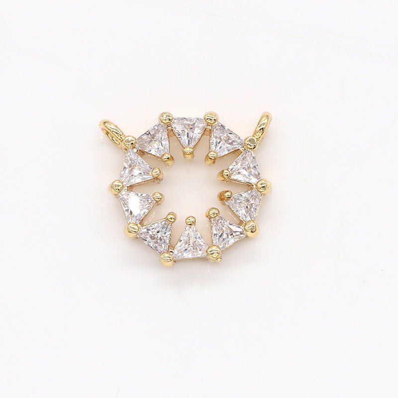 Golden Round Circle Shape Crystal Arrangement Connectors CZ Geometric Circle Crystal Jewelry Supply Component GP-781 - DLUXCA