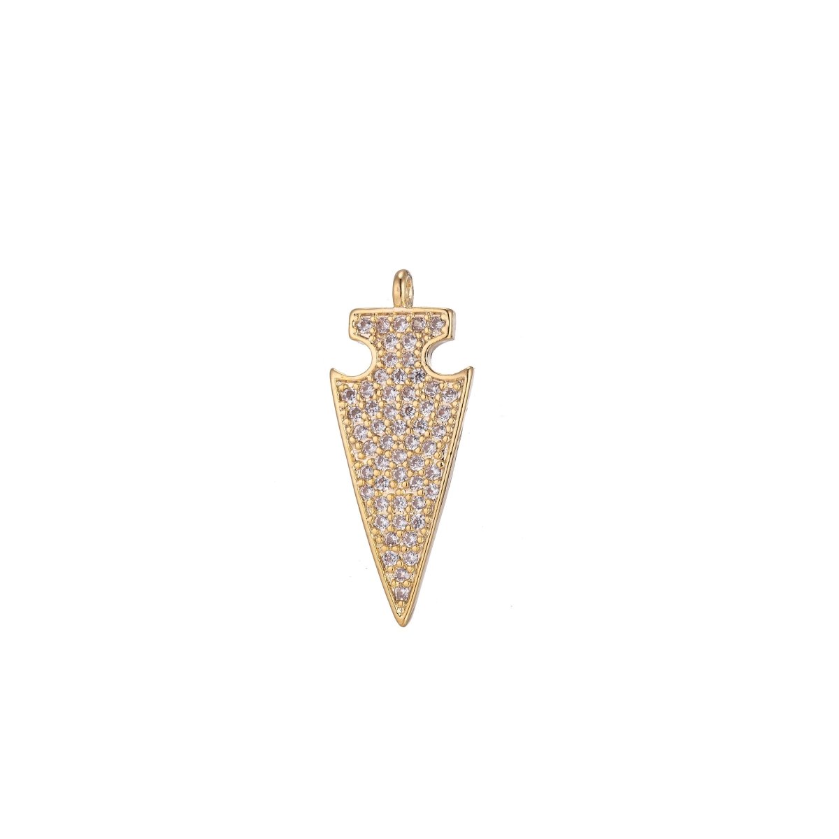 Golden Shield Charm, Micro Pave CZ Charm, 18K Gold Filled Pendant Dainty Arrow Point Puzzle Piece Necklace Charm for Jewelry MakingC-380 - DLUXCA