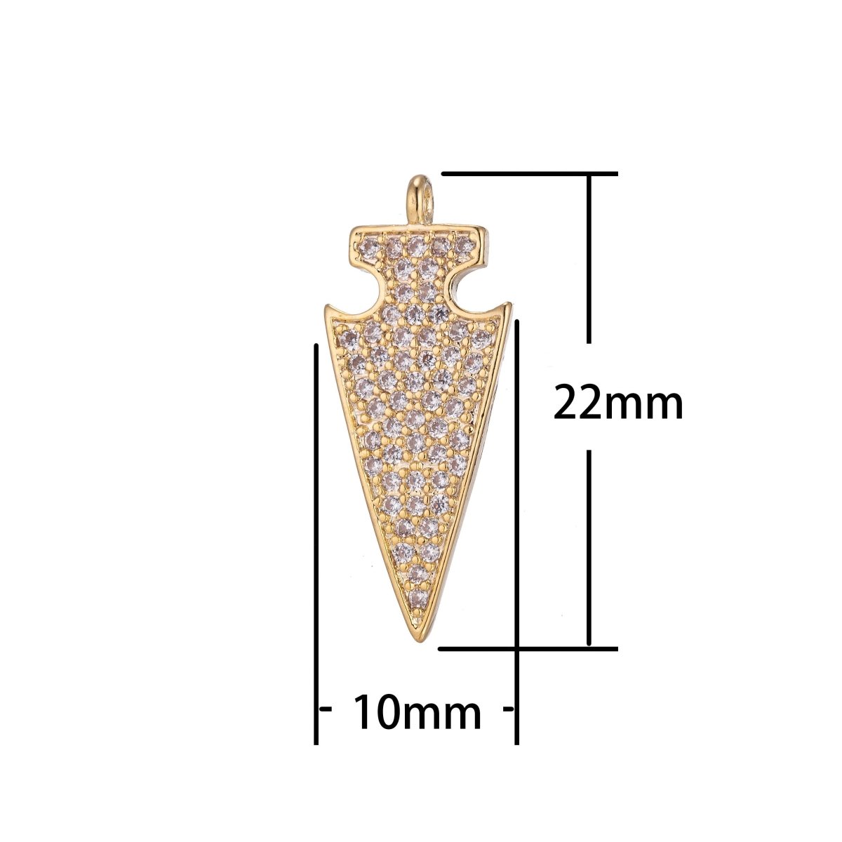 Golden Shield Charm, Micro Pave CZ Charm, 18K Gold Filled Pendant Dainty Arrow Point Puzzle Piece Necklace Charm for Jewelry MakingC-380 - DLUXCA