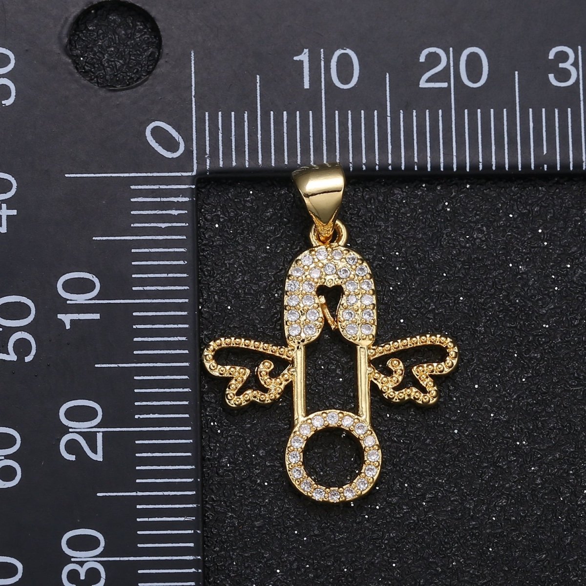 Golden Tiny Flying Pin Charm CZ Dainty Equipment Wing Micro Pave Charm Pendant GP-065