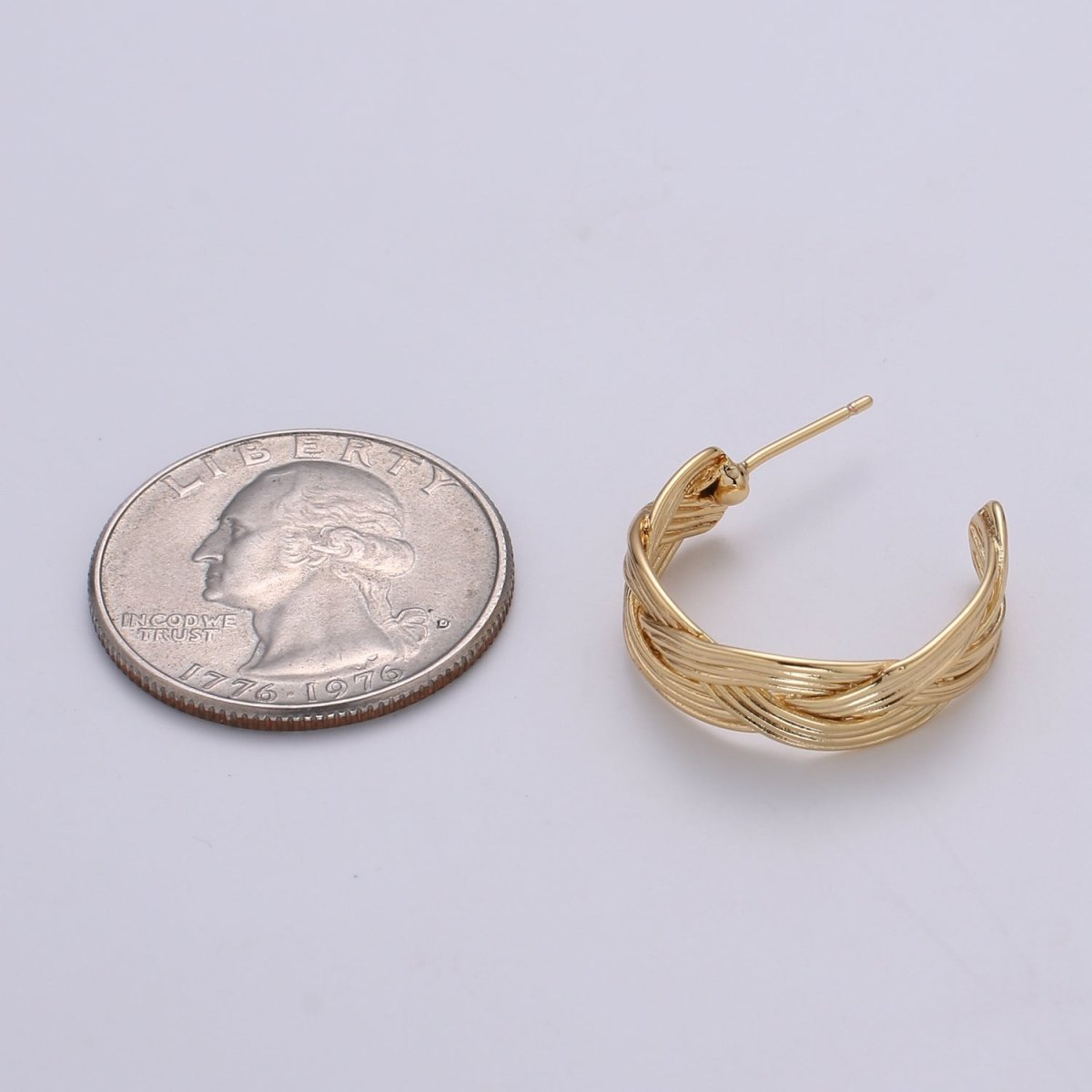 Golden Woven Spiral Studs Earring Gold Plated Layered Geometric Shape Earring Jewelry GP-899 - DLUXCA