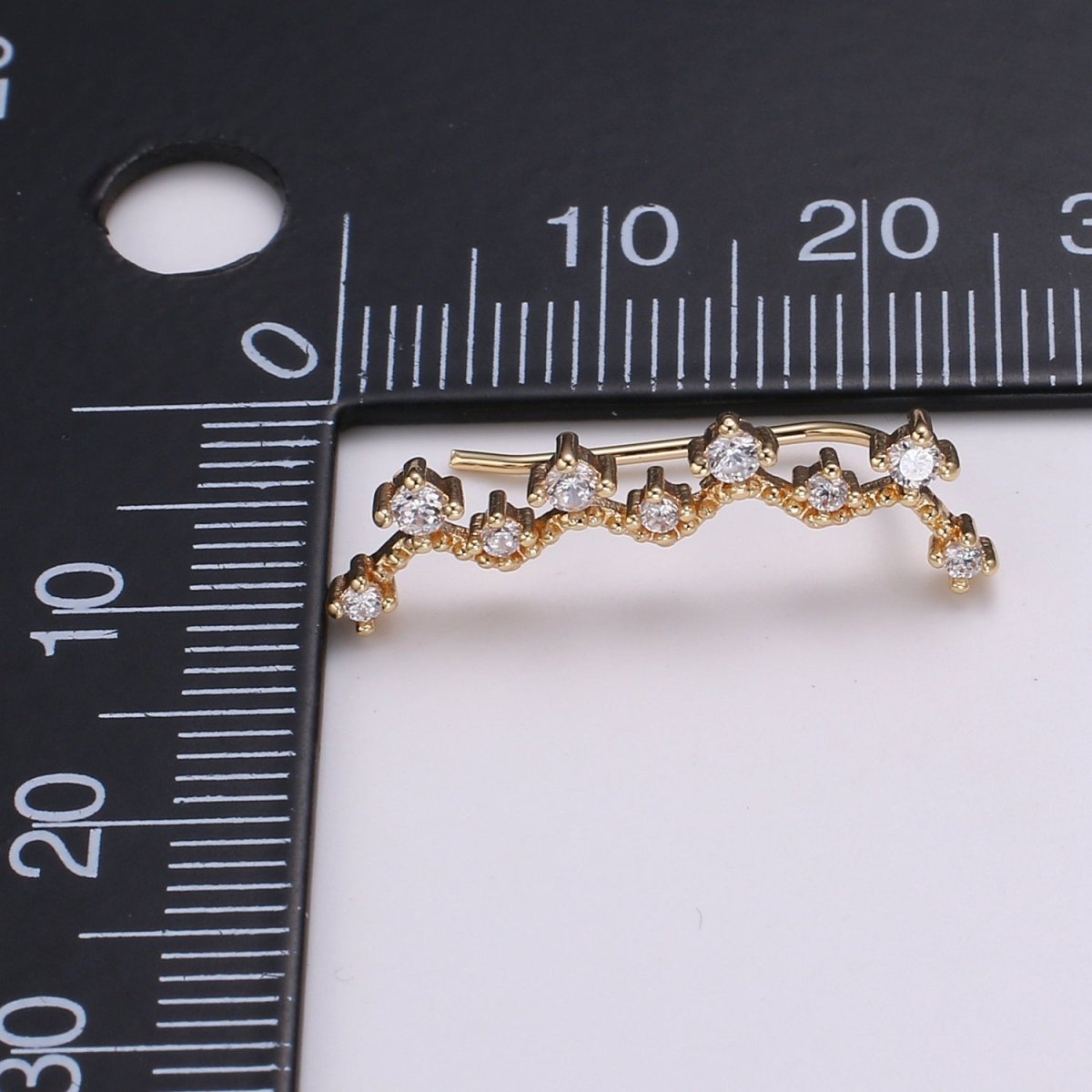 Golden Zigzag Rod StudEarrings CZ Mini Gold Filled Geometric Thin Stick Daily Wear Micro Pave Earring Jewelry P-009 - DLUXCA