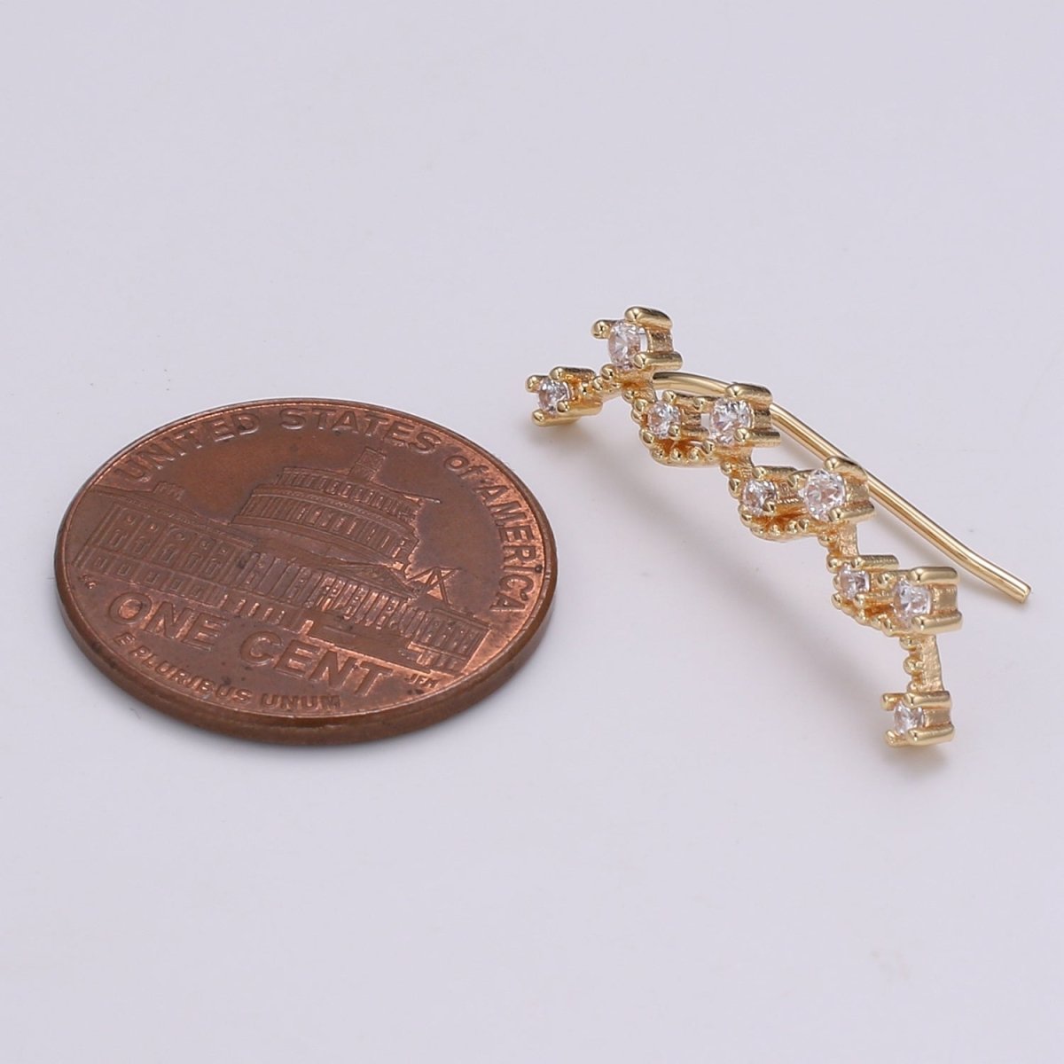 Golden Zigzag Rod StudEarrings CZ Mini Gold Filled Geometric Thin Stick Daily Wear Micro Pave Earring Jewelry P-009 - DLUXCA