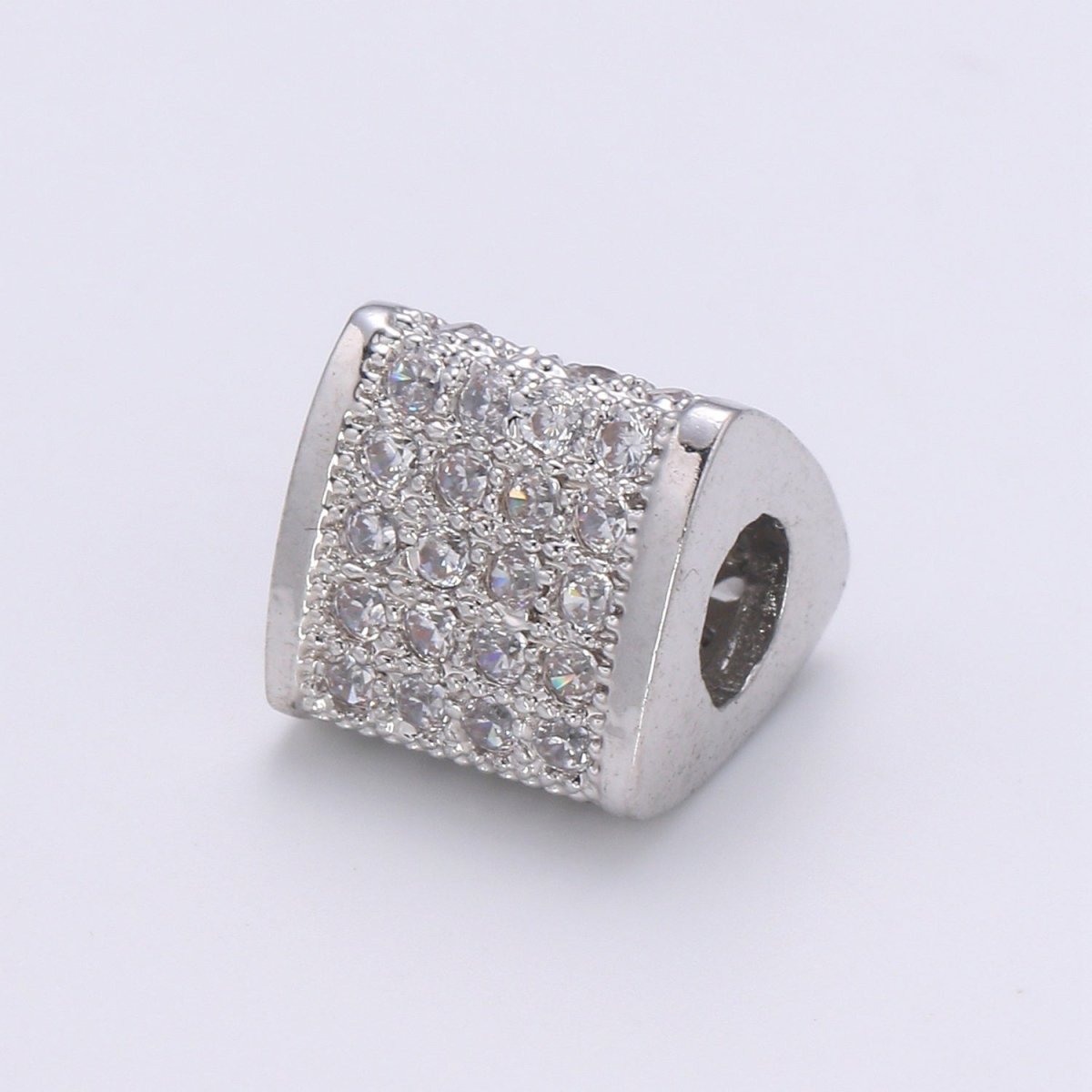 Gold/Silver Mini Crystal Triangle Tube Supplies CZ Dainty Geometric Micro Pave Jewelry Supply Component