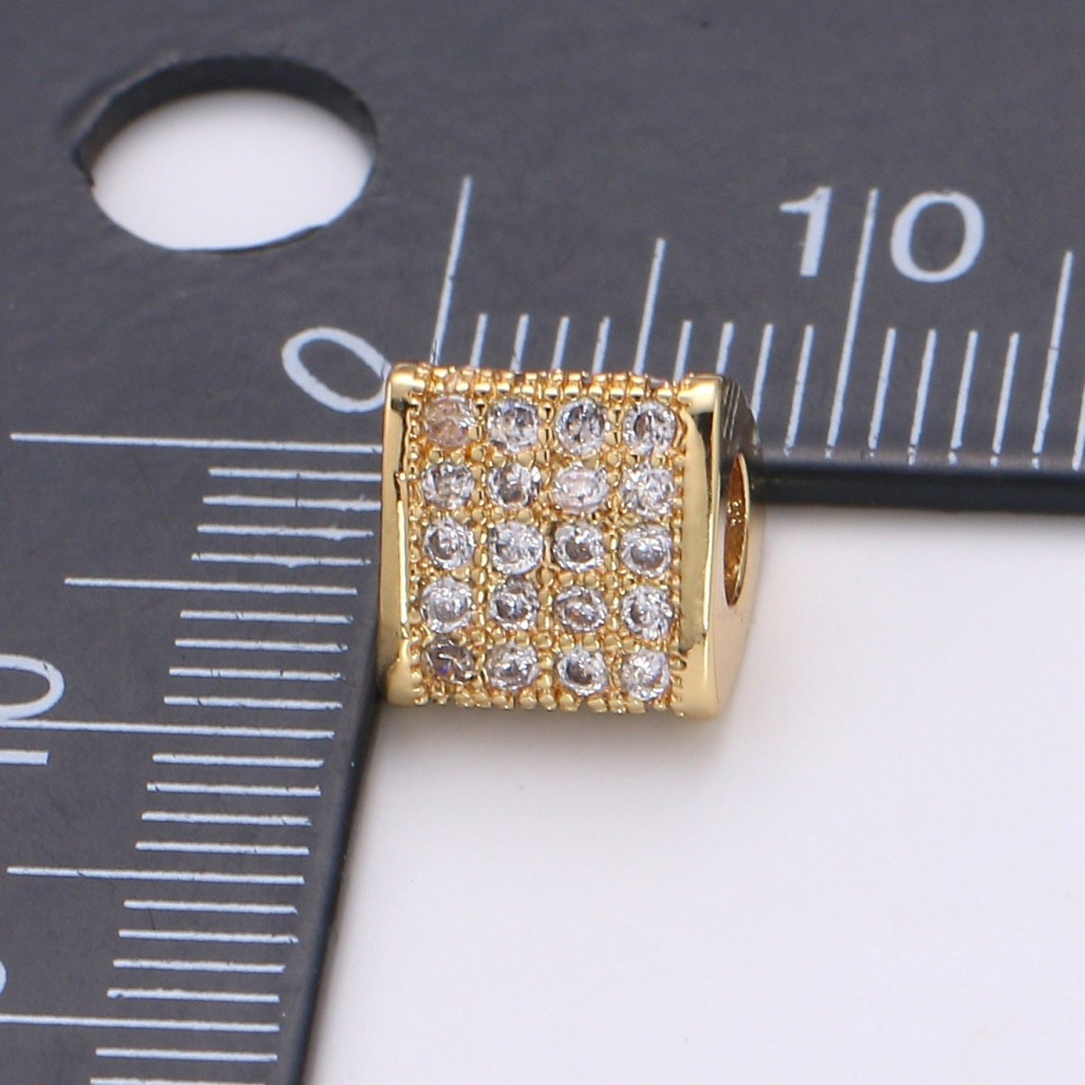Gold/Silver Mini Crystal Triangle Tube Supplies CZ Dainty Geometric Micro Pave Jewelry Supply Component