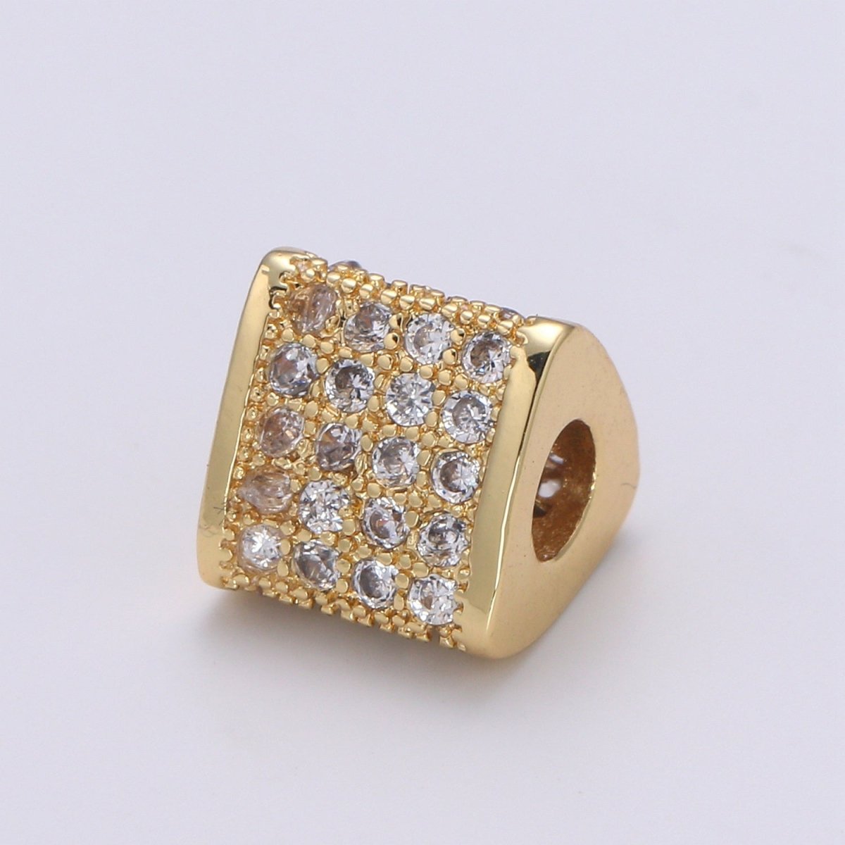 Gold/Silver Mini Crystal Triangle Tube Supplies CZ Dainty Geometric Micro Pave Jewelry Supply Component