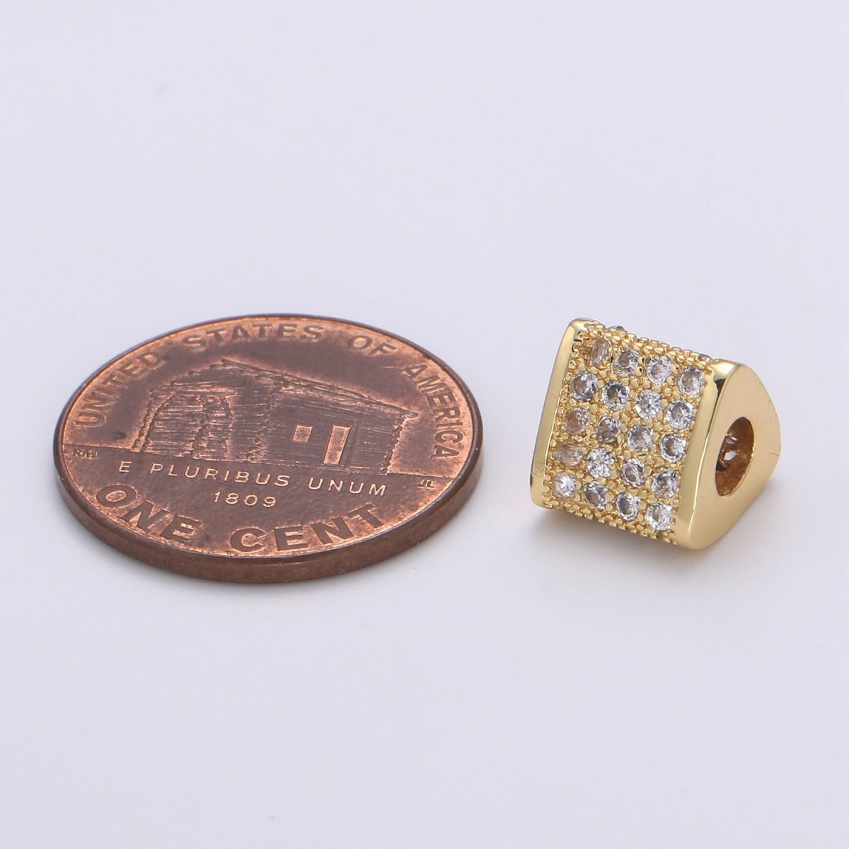 Gold/Silver Mini Crystal Triangle Tube Supplies CZ Dainty Geometric Micro Pave Jewelry Supply Component