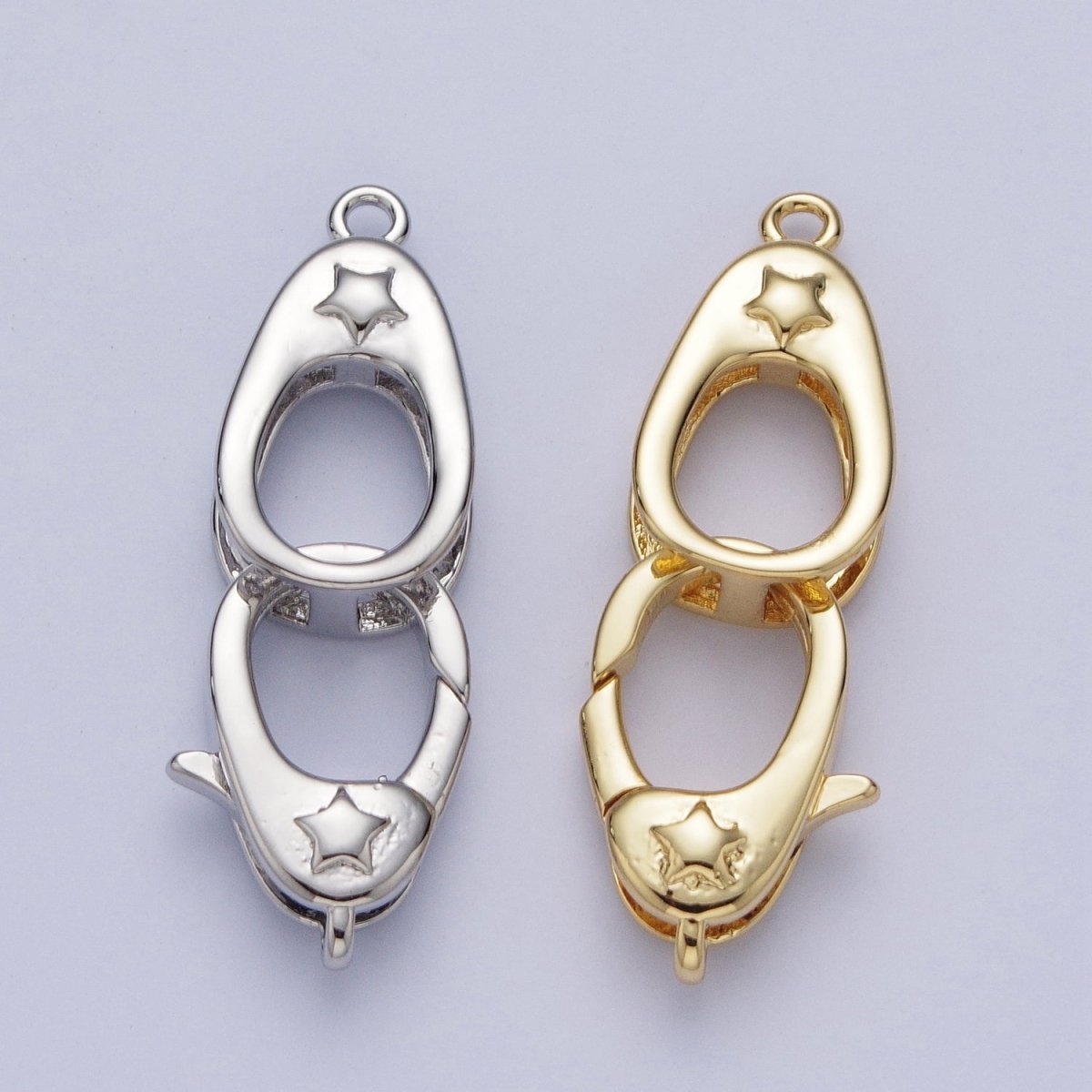 Gold/Silver Star Embossed Lobster Claw Clasps with Clasps Enhancer DIY Jewelry Supply L-866 L-867