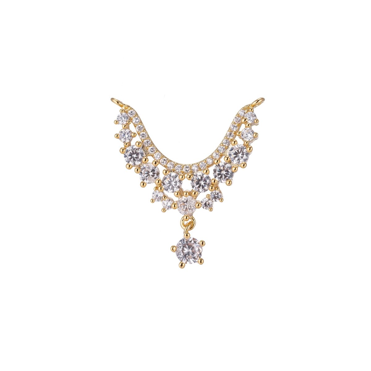 Gorgeous Dangle Gold Star Crystal Bracelet Connector, Elegant Micro Pave CZ Charm, Modern Statement Necklace Pendant for Jewelry Making F-755 - DLUXCA