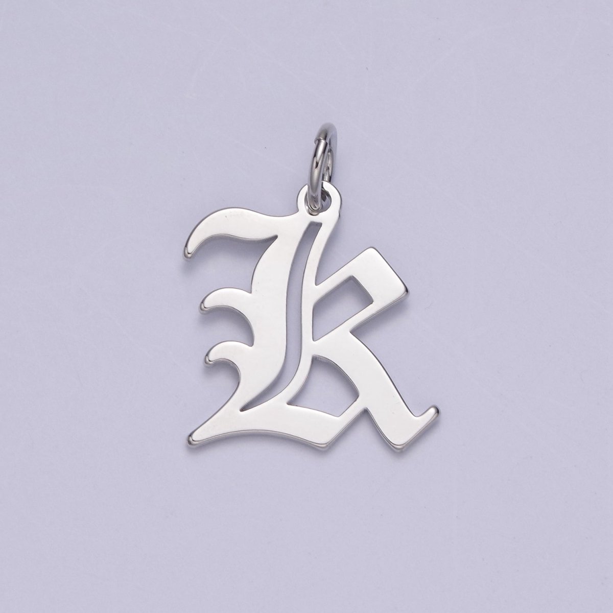Gothic Letter Charm, Alphabet Charm, Silver Letter Charm, 26 Letters Initial Charms Old English Letter Pendant W-028~W-054 - DLUXCA