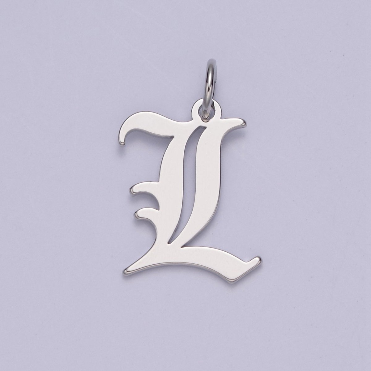 Gothic Letter Charm, Alphabet Charm, Silver Letter Charm, 26 Letters Initial Charms Old English Letter Pendant W-028~W-054 - DLUXCA