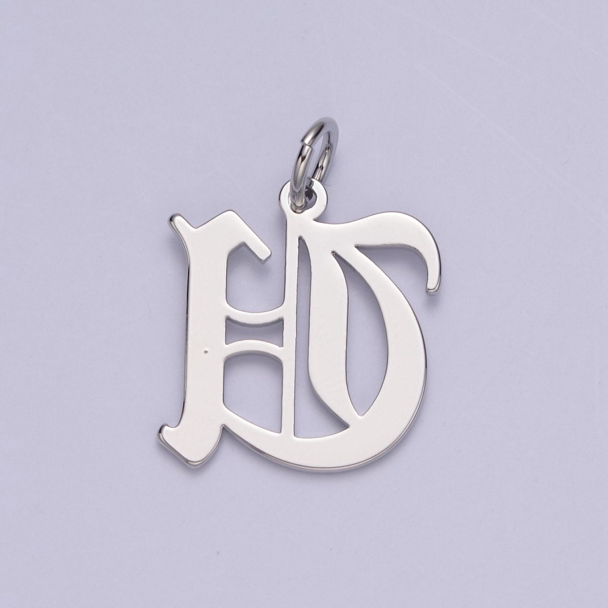 Gothic Letter Charm, Alphabet Charm, Silver Letter Charm, 26 Letters Initial Charms Old English Letter Pendant W-028~W-054 - DLUXCA