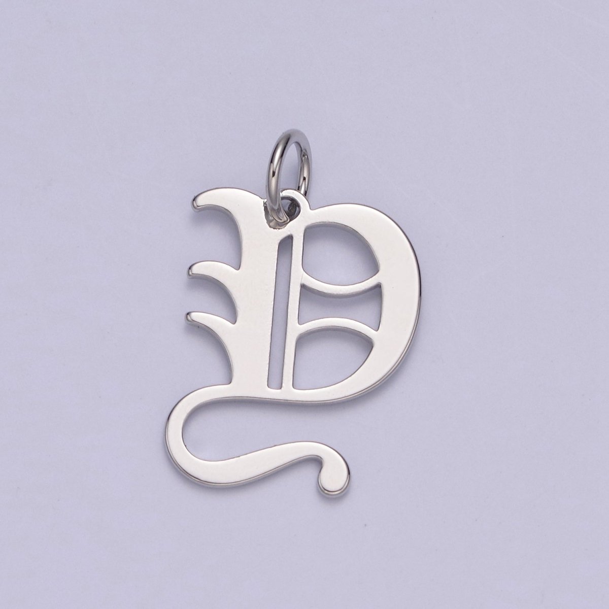 Gothic Letter Charm, Alphabet Charm, Silver Letter Charm, 26 Letters Initial Charms Old English Letter Pendant W-028~W-054 - DLUXCA