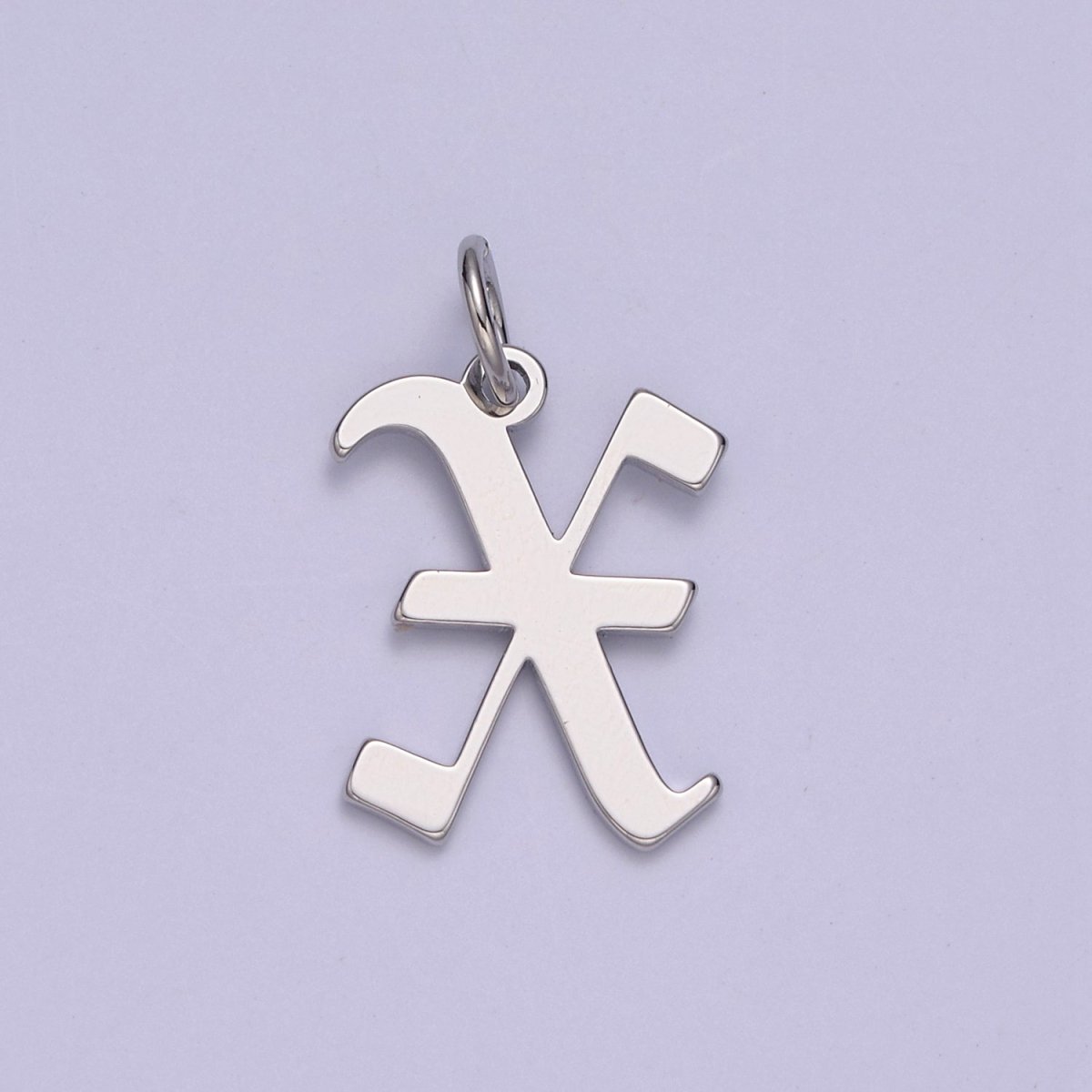 Gothic Letter Charm, Alphabet Charm, Silver Letter Charm, 26 Letters Initial Charms Old English Letter Pendant W-028~W-054 - DLUXCA