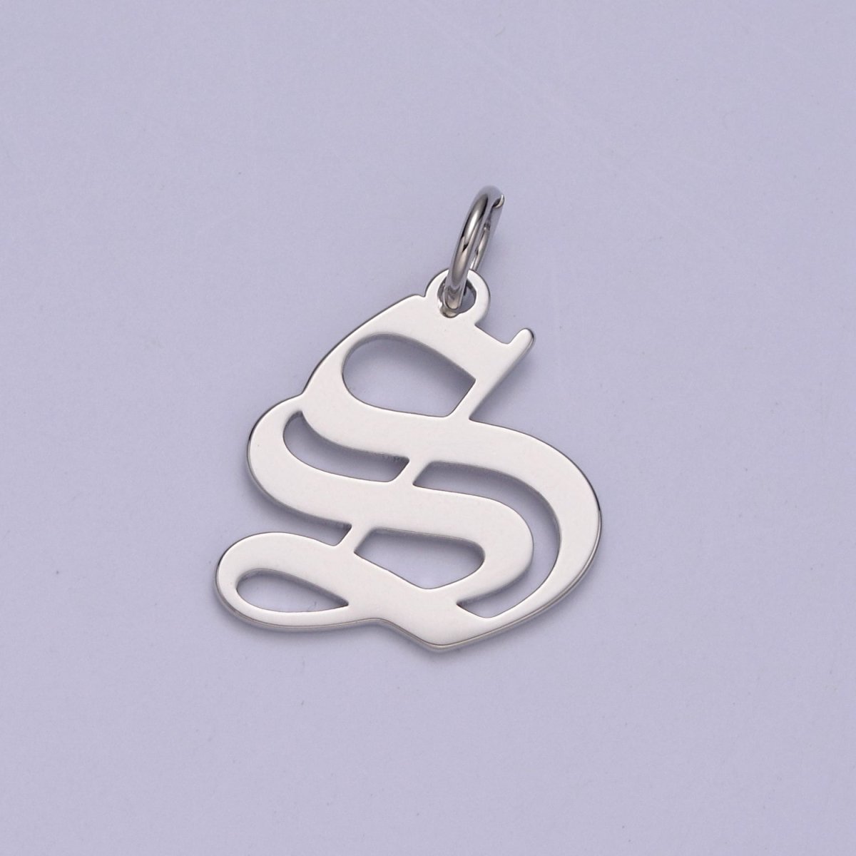 Gothic Letter Charm, Alphabet Charm, Silver Letter Charm, 26 Letters Initial Charms Old English Letter Pendant W-028~W-054 - DLUXCA