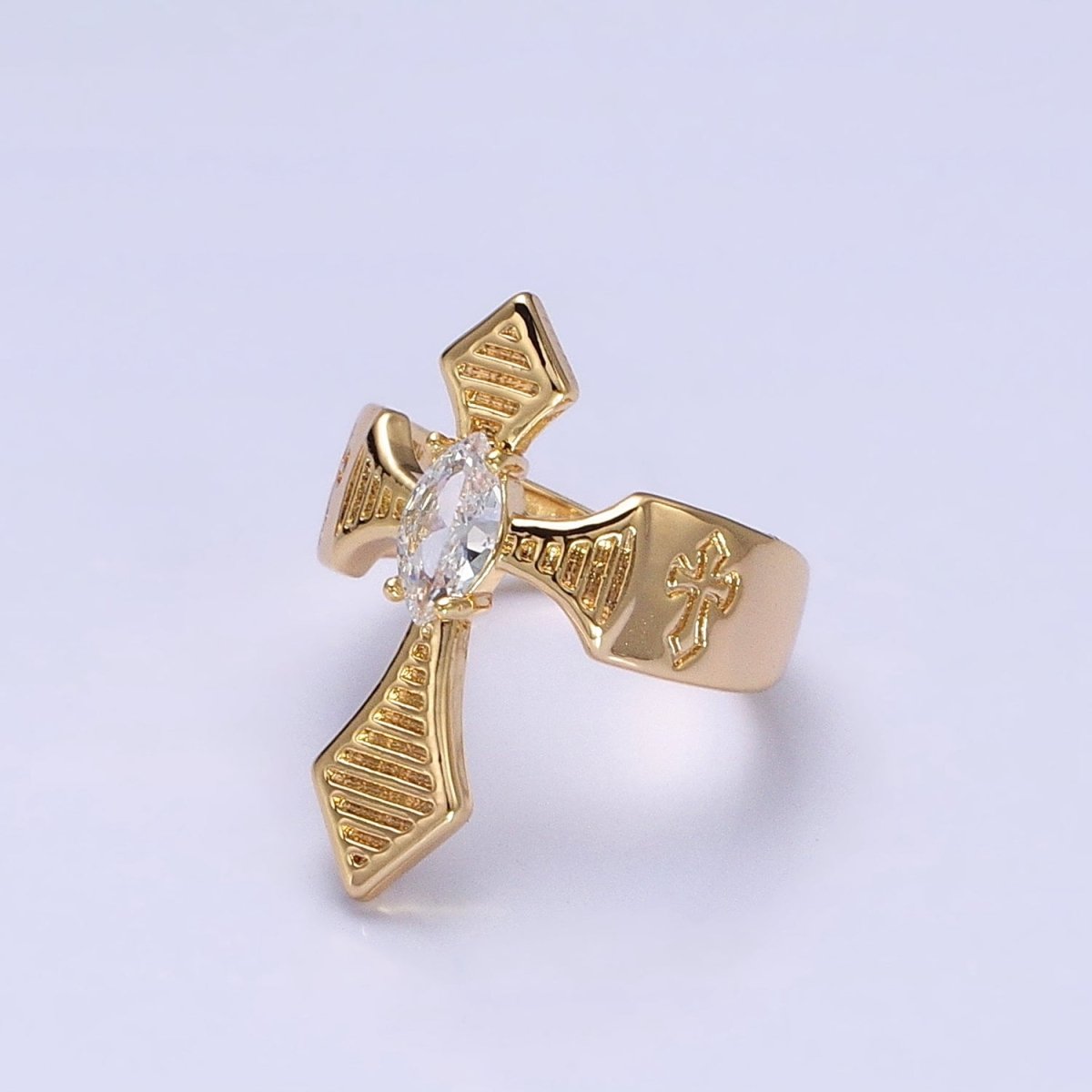 Gothic Style Cross Ring, Adjustable Ring, Gold Silver Ring With Clear Black Zirconia Stone Adjustable Ring