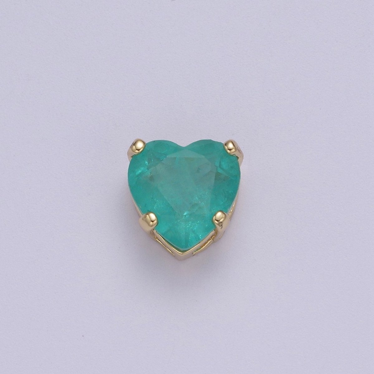 Green Aqua Cubic Zirconia Heart Charm 10mm Small Beautiful Bright 3D Love Jewelry Gold Beads spacer for Bracelet Necklace Supply B-221 - DLUXCA