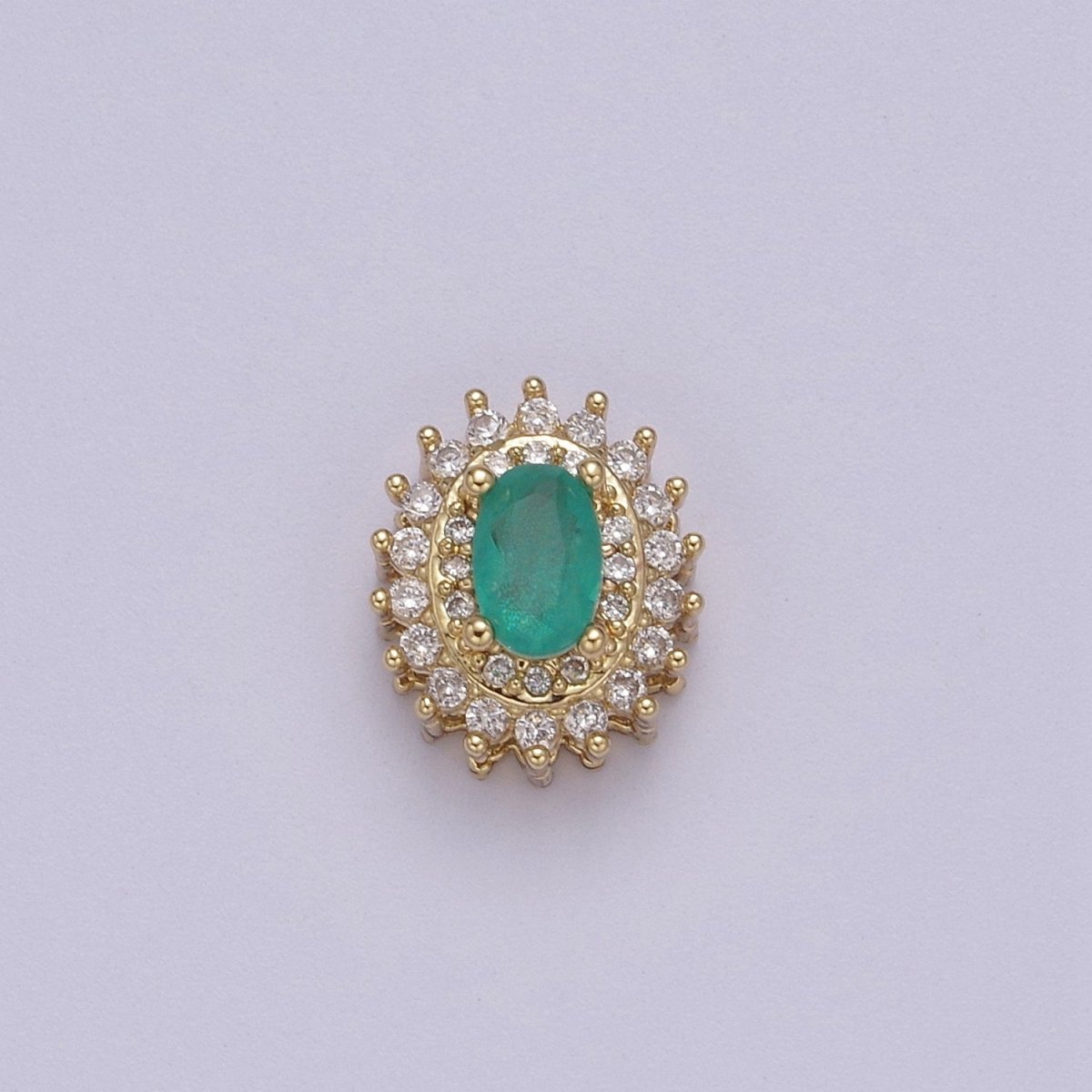 Green Aqua Cubic Zirconia Oval Beads - 10mm Small Beautiful Bright 3D Sun Burst Jewelry Gold Beads spacer for Bracelet Necklace Supply B-464 - DLUXCA