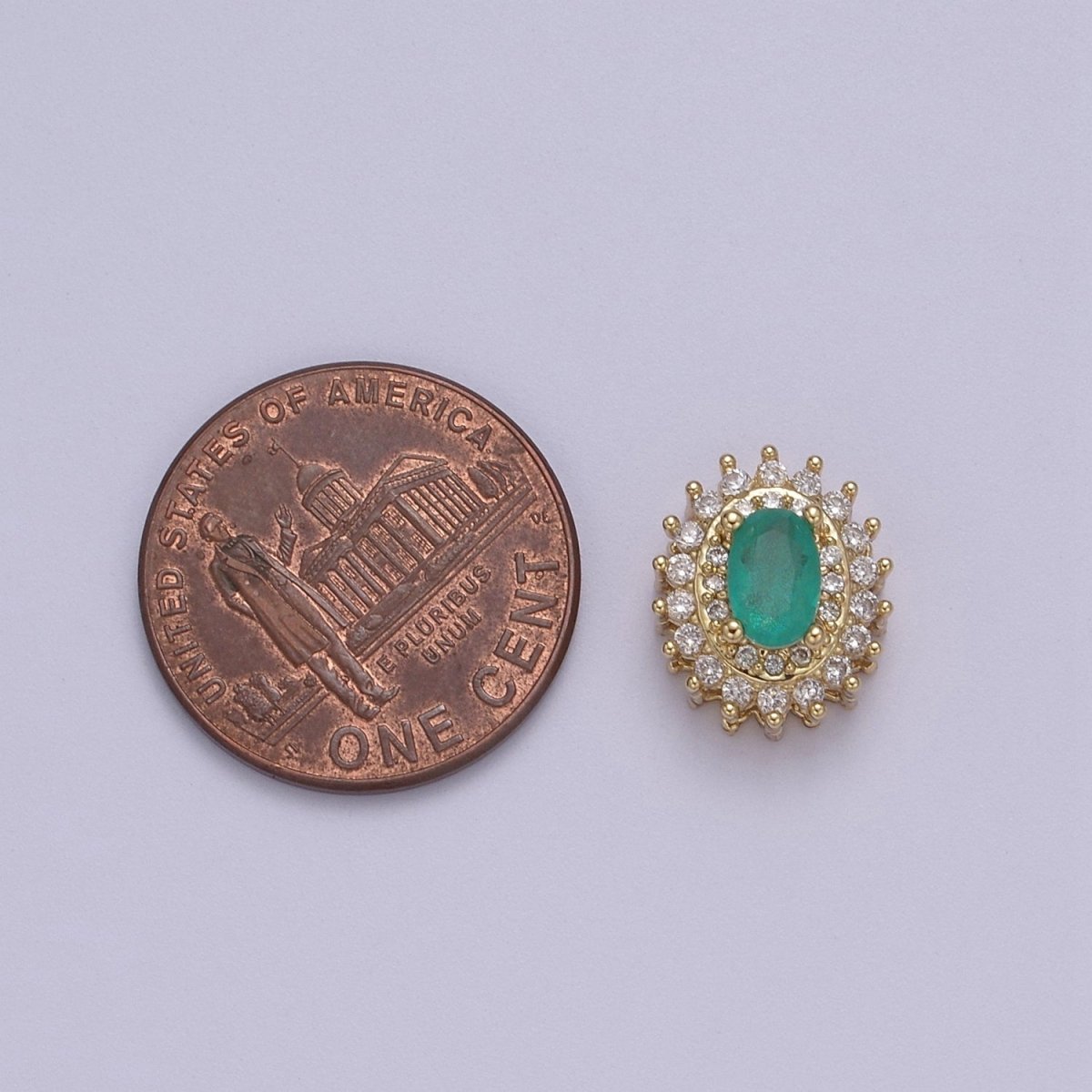 Green Aqua Cubic Zirconia Oval Beads - 10mm Small Beautiful Bright 3D Sun Burst Jewelry Gold Beads spacer for Bracelet Necklace Supply B-464 - DLUXCA