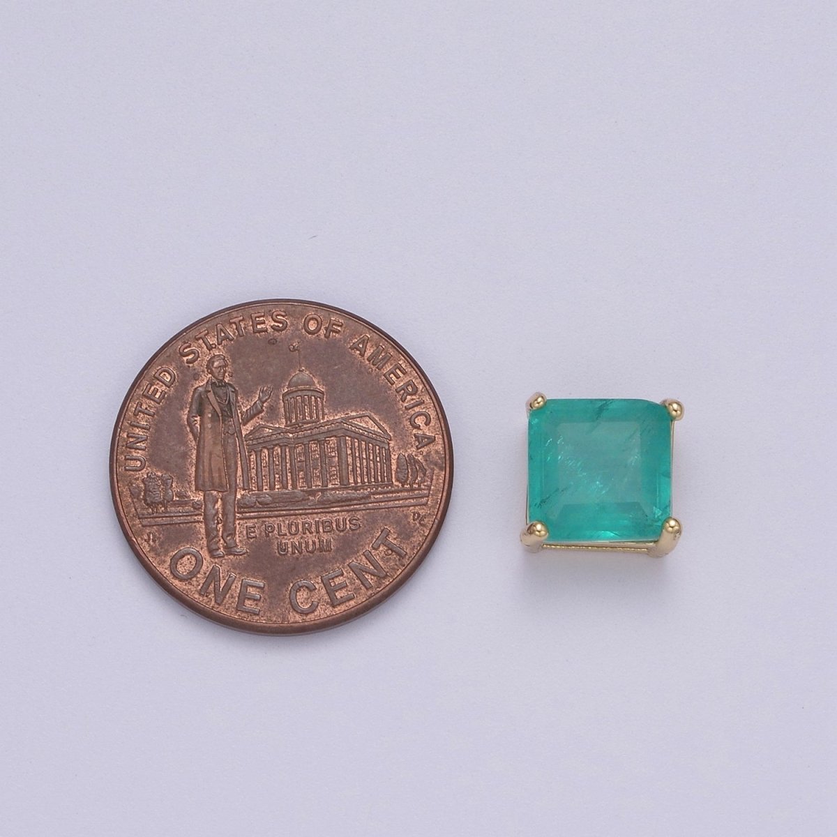 Green Aqua Cubic Zirconia Square Charm 8.7x8.5mm Small Beautiful Bright 3D Love Jewelry Gold Beads spacer for Bracelet Necklace Supply B-462 - DLUXCA