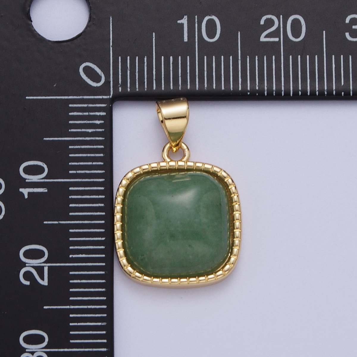 OS Green Aventurine Square Natural Gemstone Gold Pendant For Jewelry Making H-649