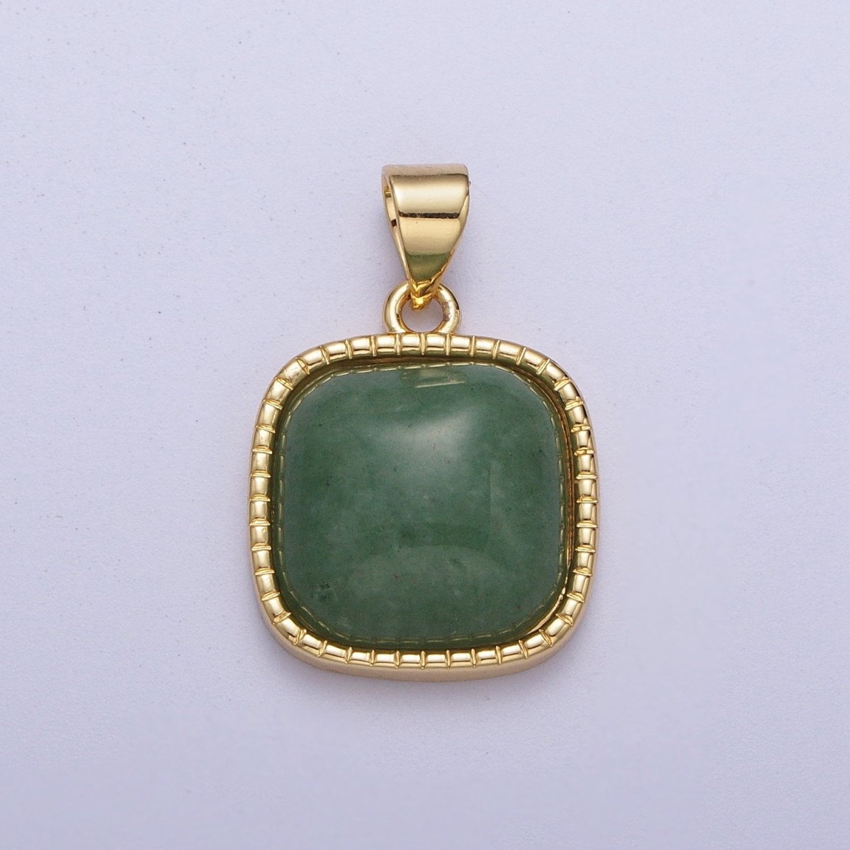 OS Green Aventurine Square Natural Gemstone Gold Pendant For Jewelry Making H-649