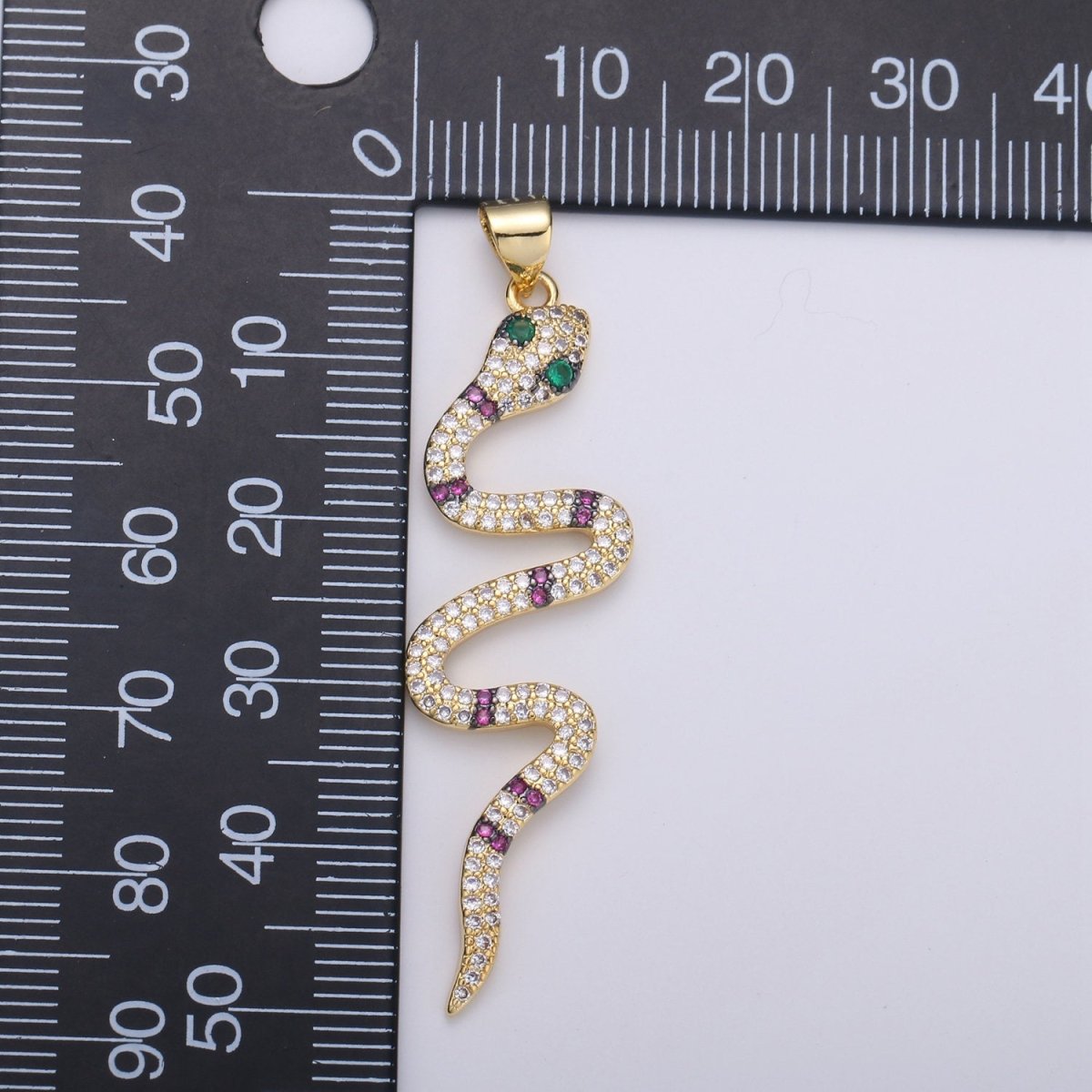 Green CZ  14k Gold Filled Snake Charm, Micro Pave Snake Pendant Charm, Gold Filled Charm, For Serpent Animal Jewelry Dangle Charm I-906 I-905 I-907