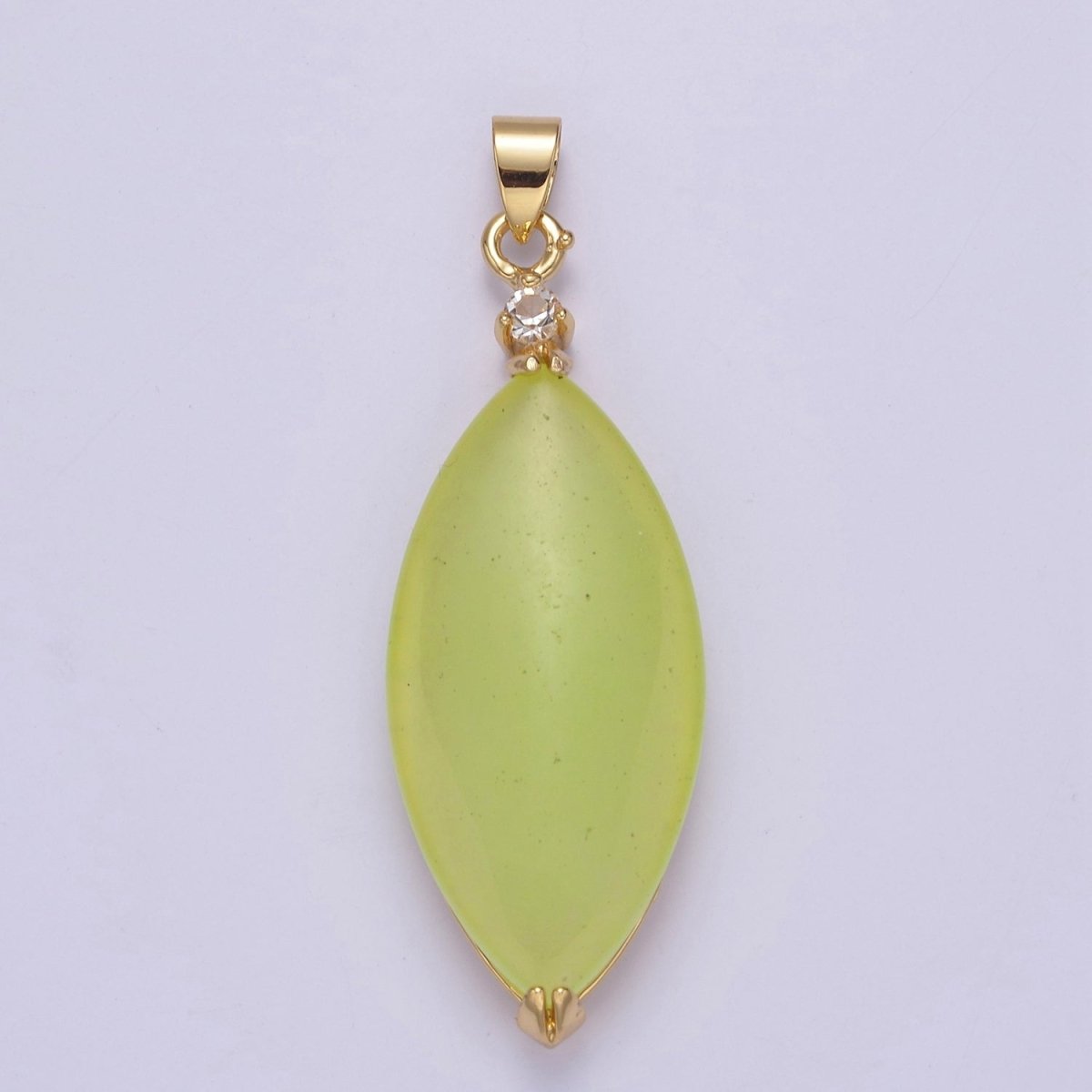 Green Jade Drop pendant charm with Gold / Silver Bail for Necklace W-630