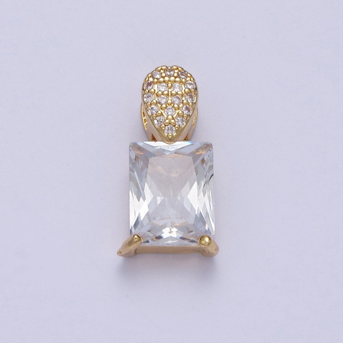 Green, Pink, Clear, Red Baguette Micro Paved CZ Teardrop Slider Pendant  H-405 H-893 H-917 H-922