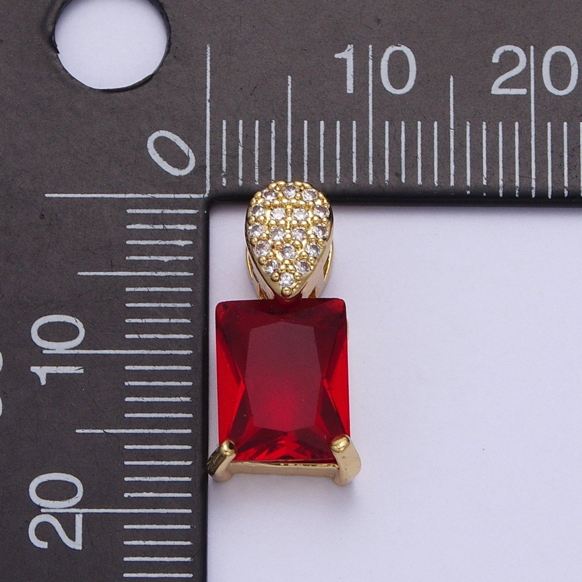 Green, Pink, Clear, Red Baguette Micro Paved CZ Teardrop Slider Pendant  H-405 H-893 H-917 H-922